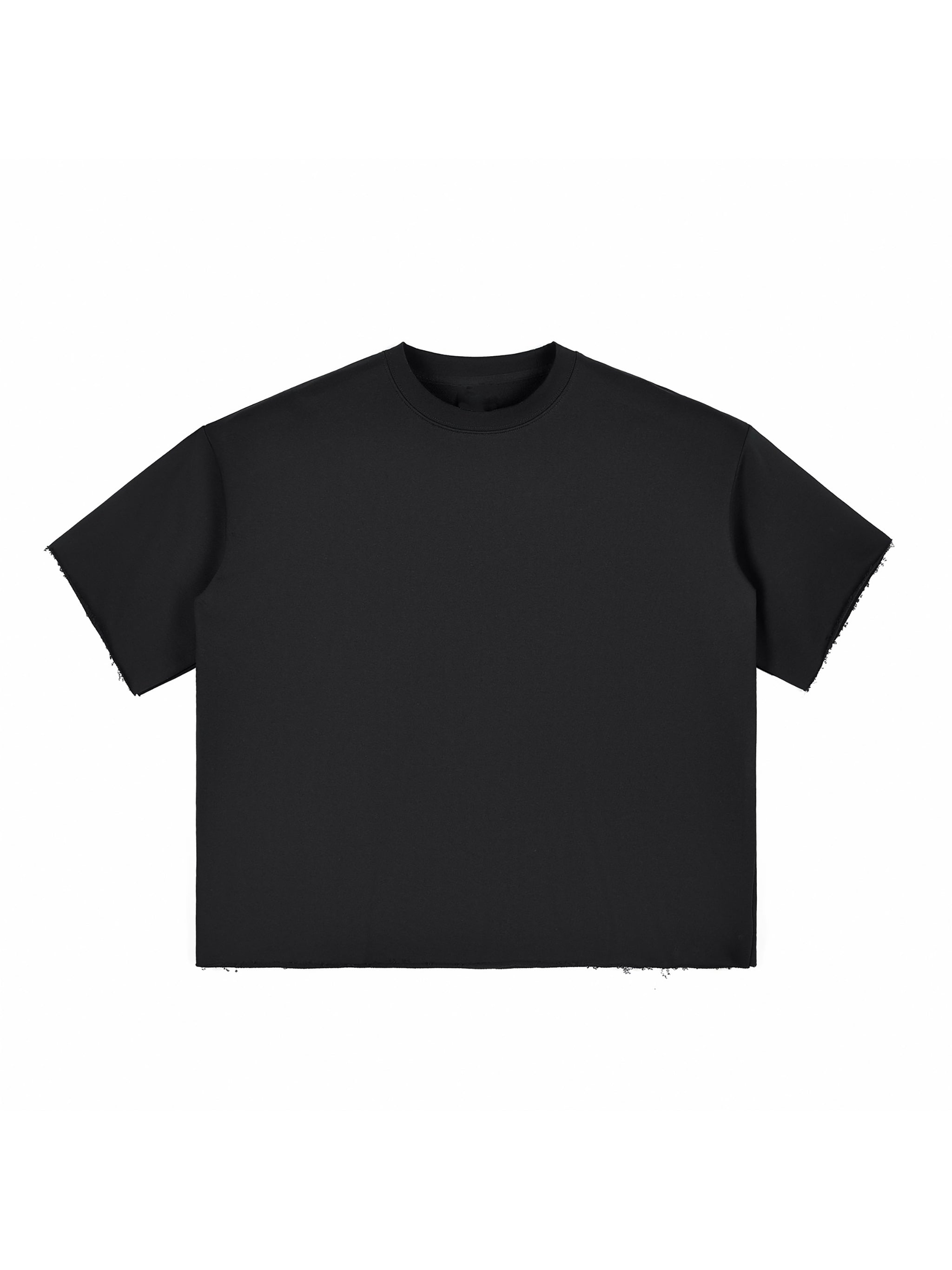 Boxy Half-Sleeve Raw-Edge T-Shirt