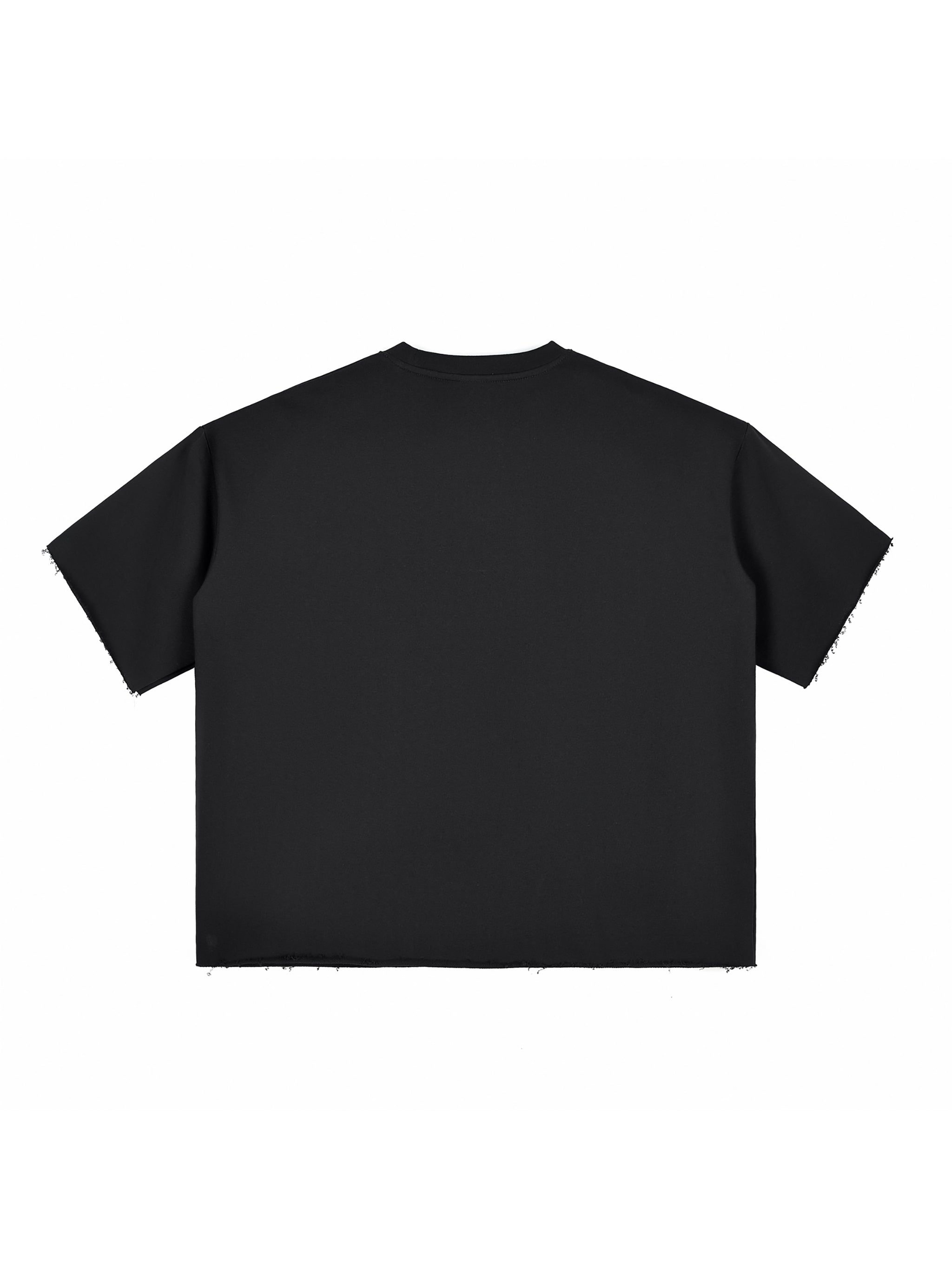 Boxy Half-Sleeve Raw-Edge T-Shirt