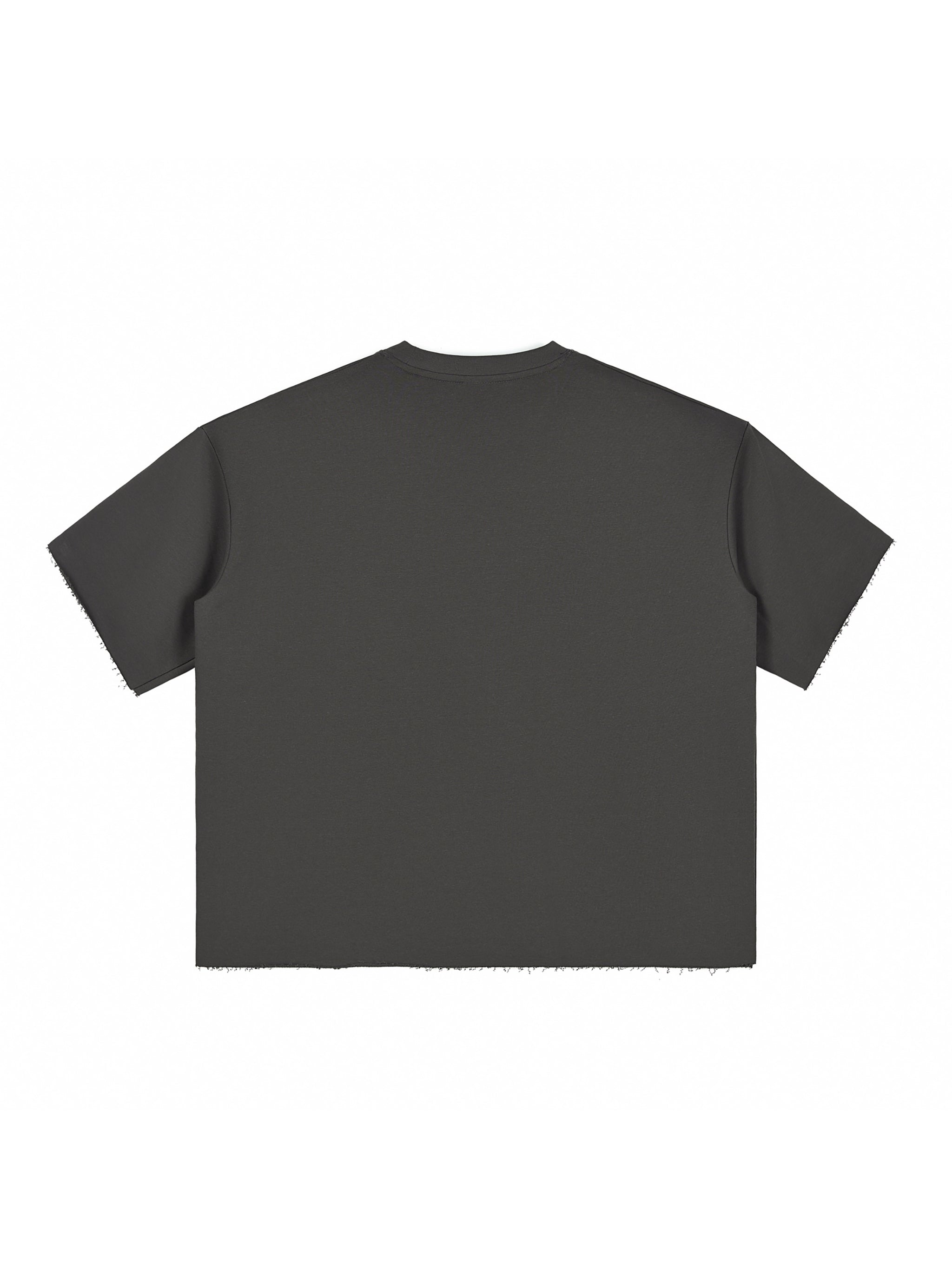 Boxy Half-Sleeve Raw-Edge T-Shirt
