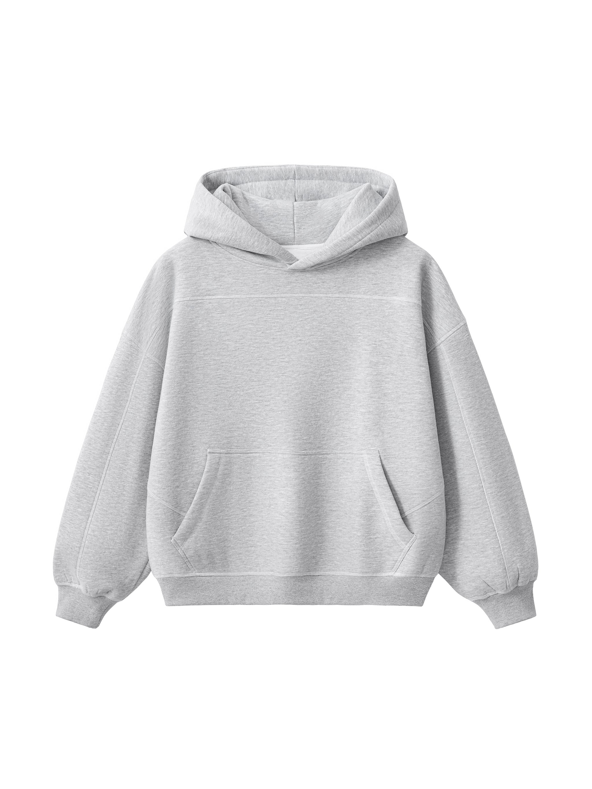 Contrast-Stitched Boxy Fleece Hoodie