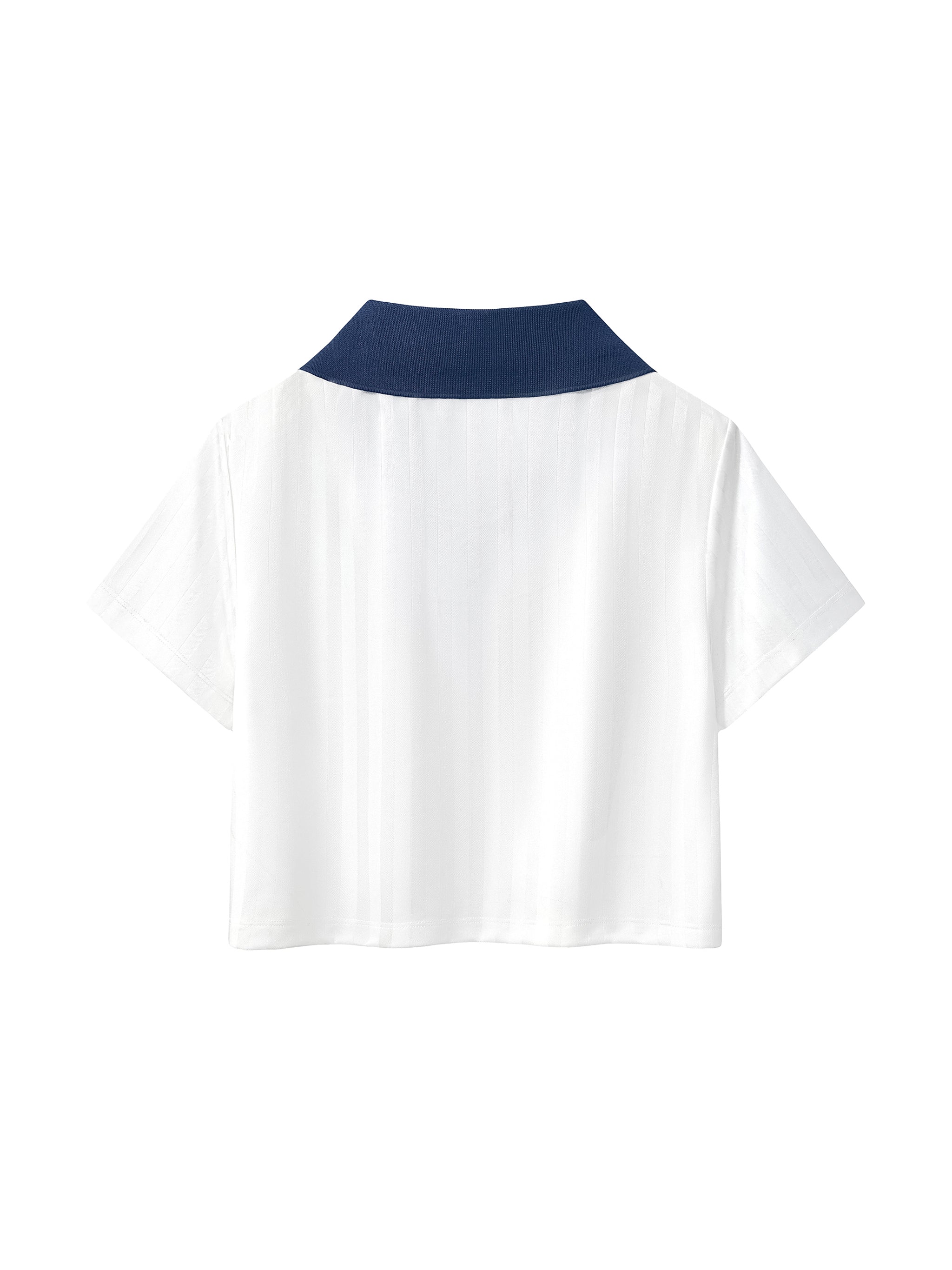 Contrast Collar Striped Cropped Jersey