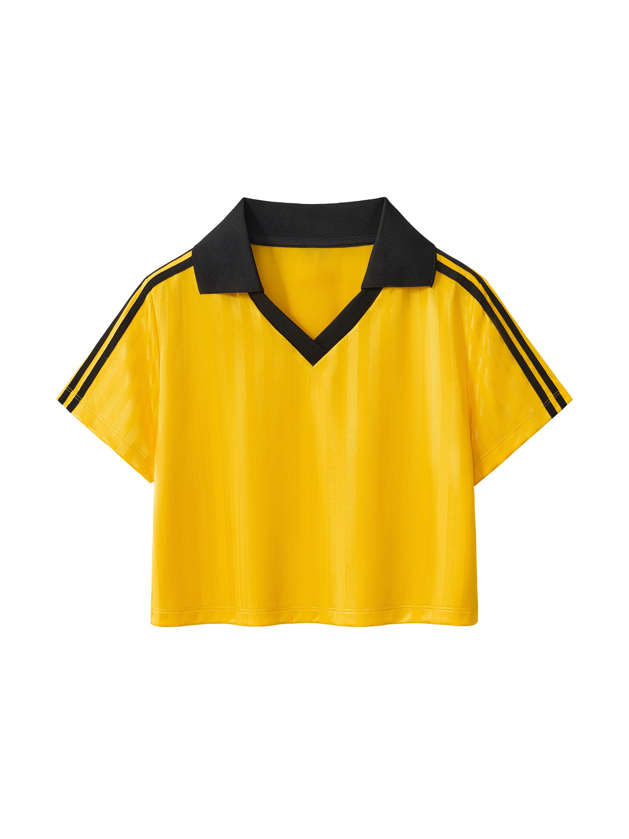 Contrast Collar Striped Cropped Jersey