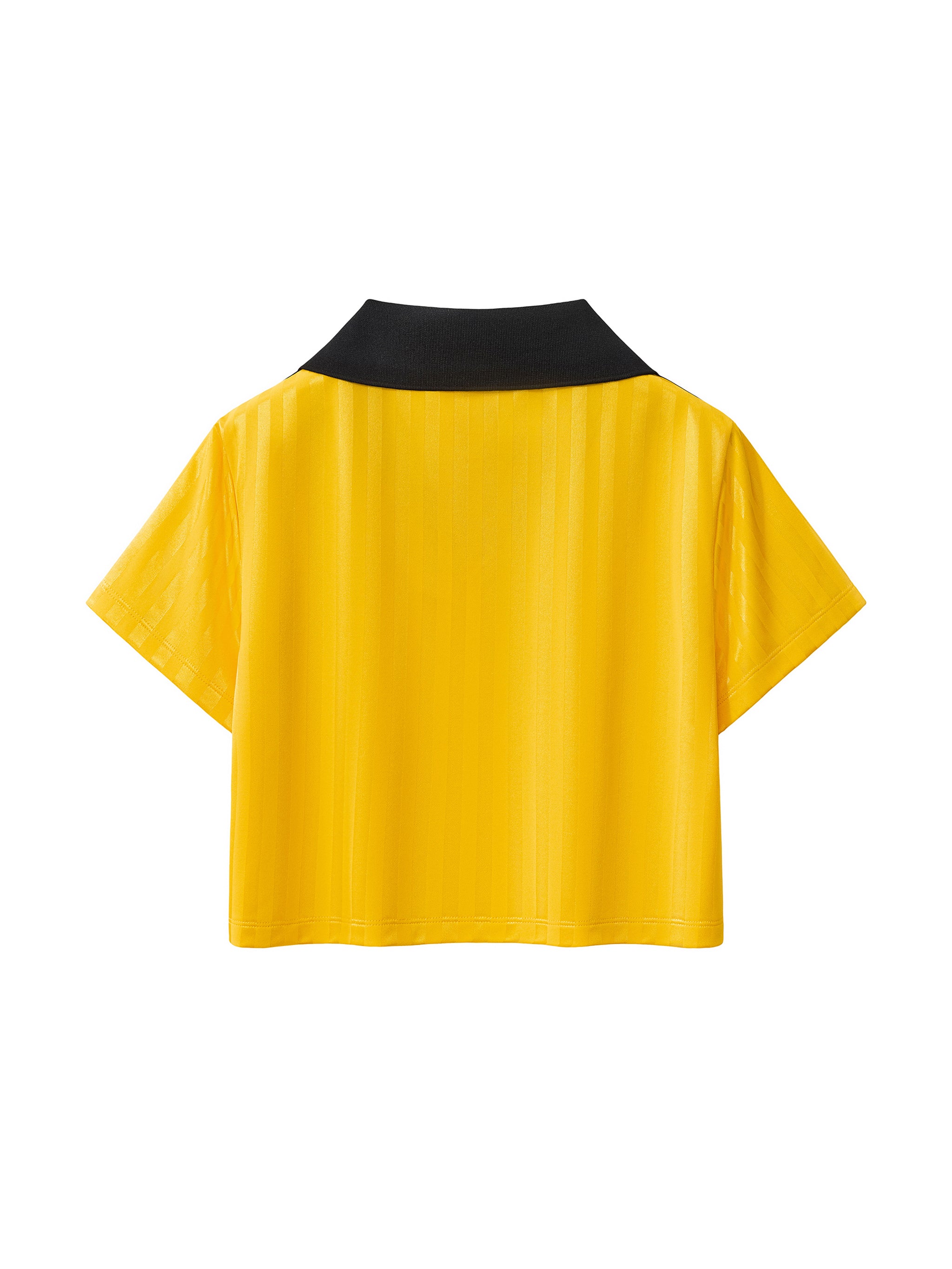 Contrast Collar Striped Cropped Jersey