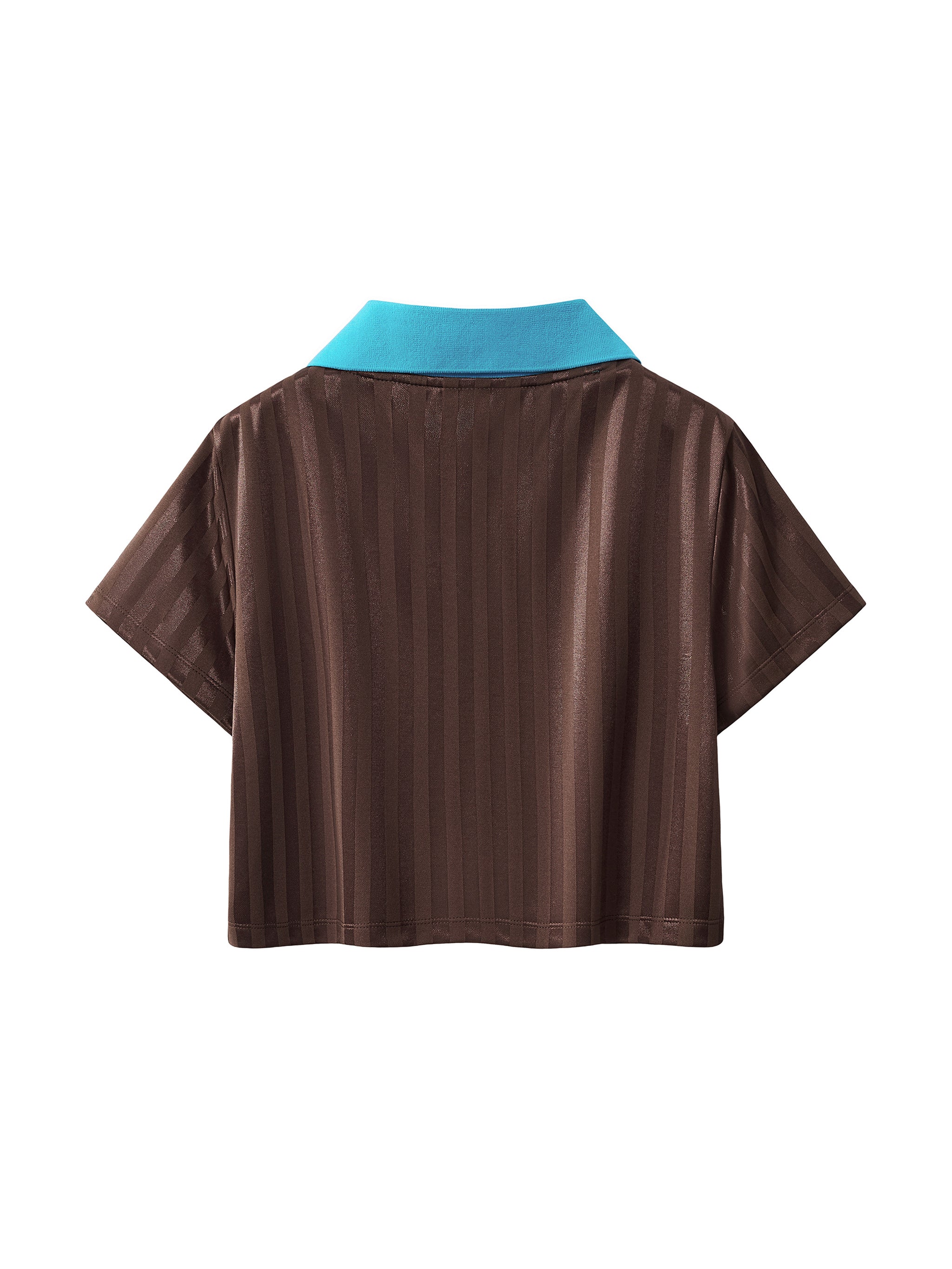 Contrast Collar Striped Cropped Jersey