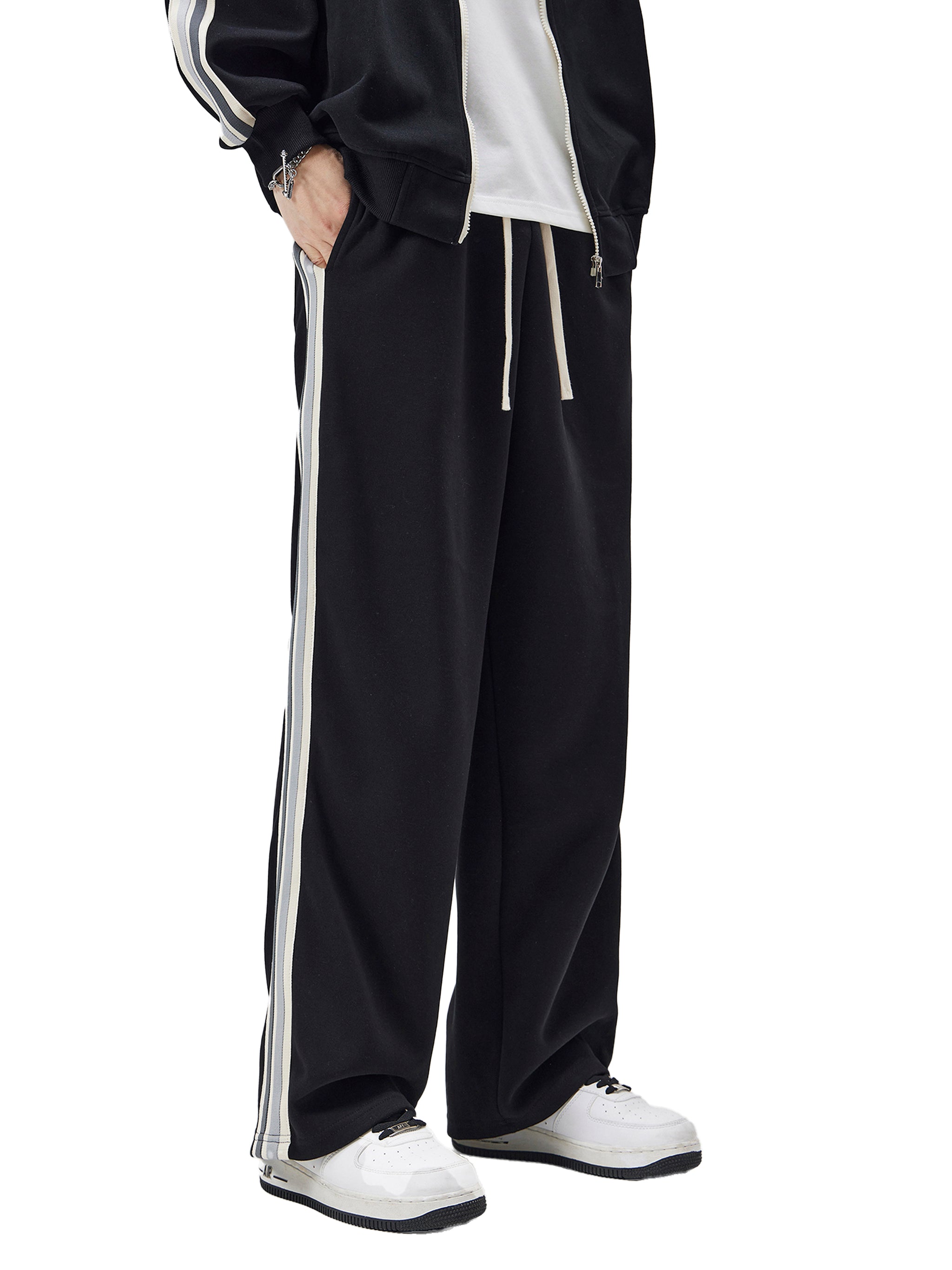 Contrast Side-Stripe Straight-Leg Pants