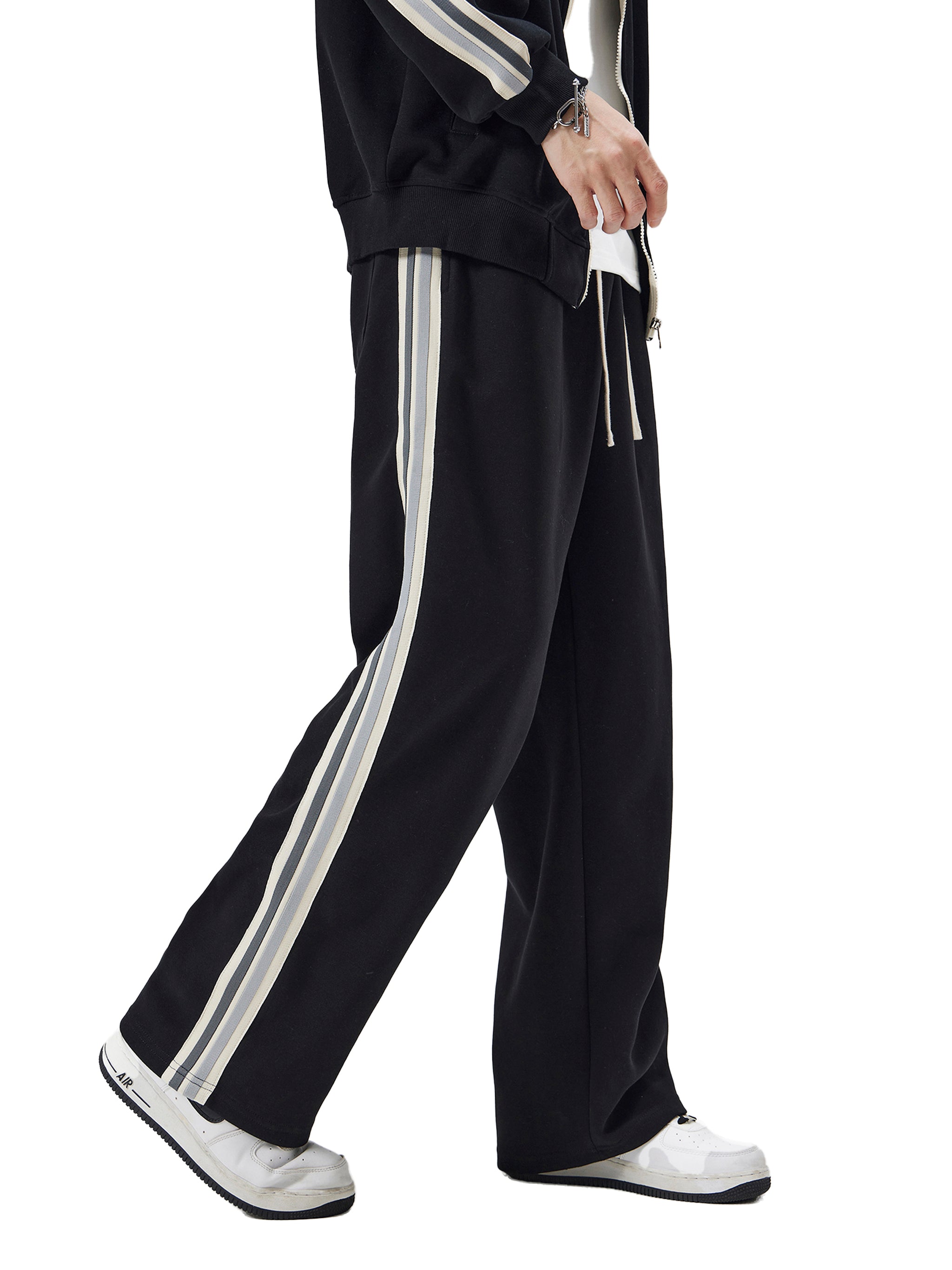 Contrast Side-Stripe Straight-Leg Pants