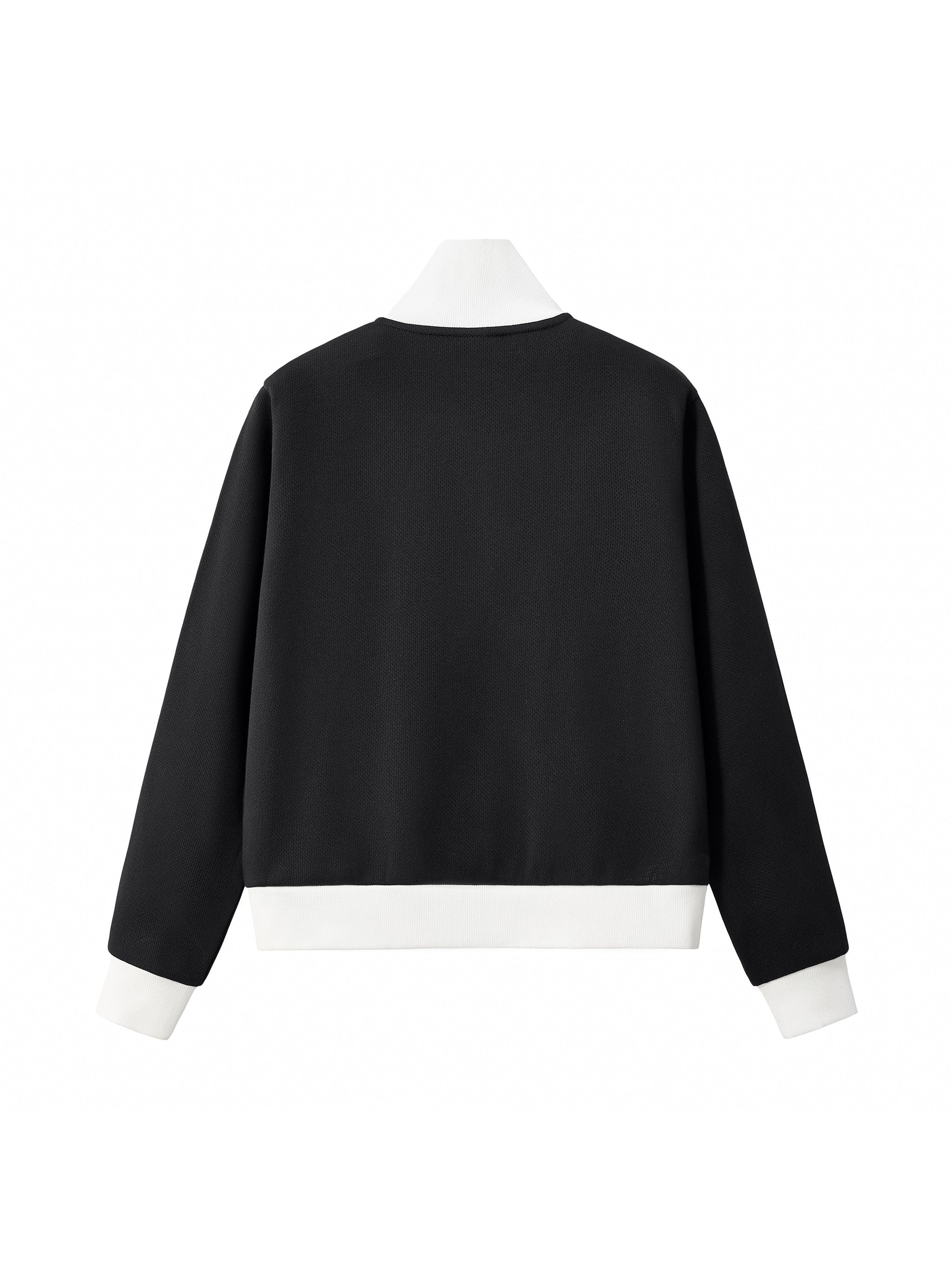 Contrast Side Stripe Fleece Cropped Track Jacket