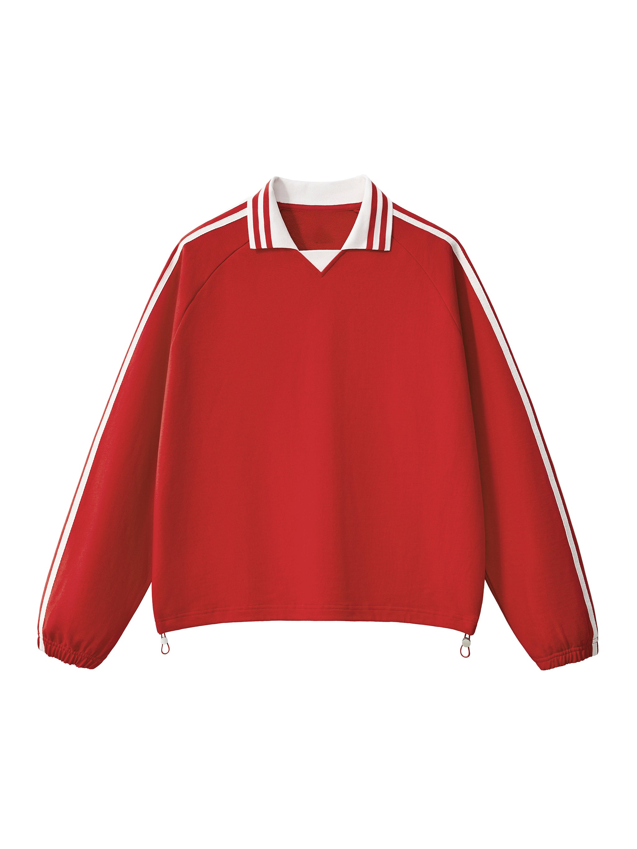 Contrast Striped Lapel Collar Sweatshirt