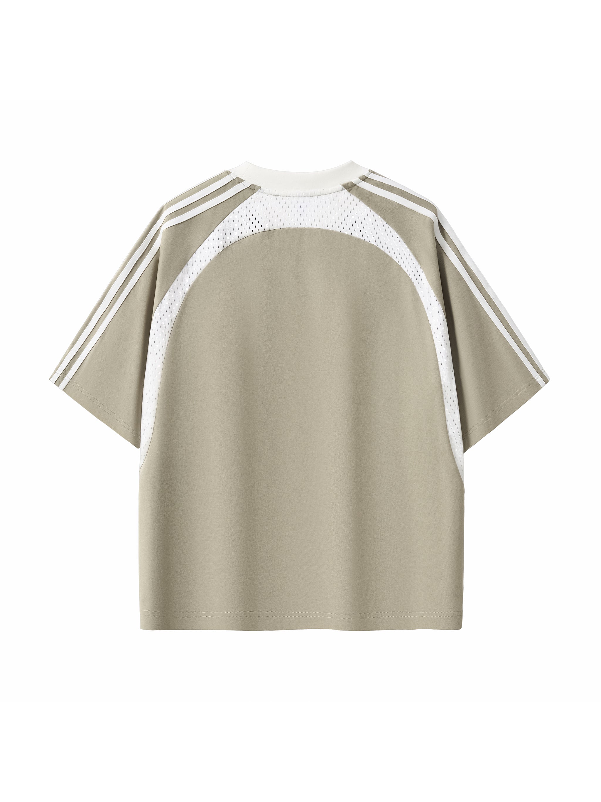 Contrast Stripes Panel Mesh T-shirt