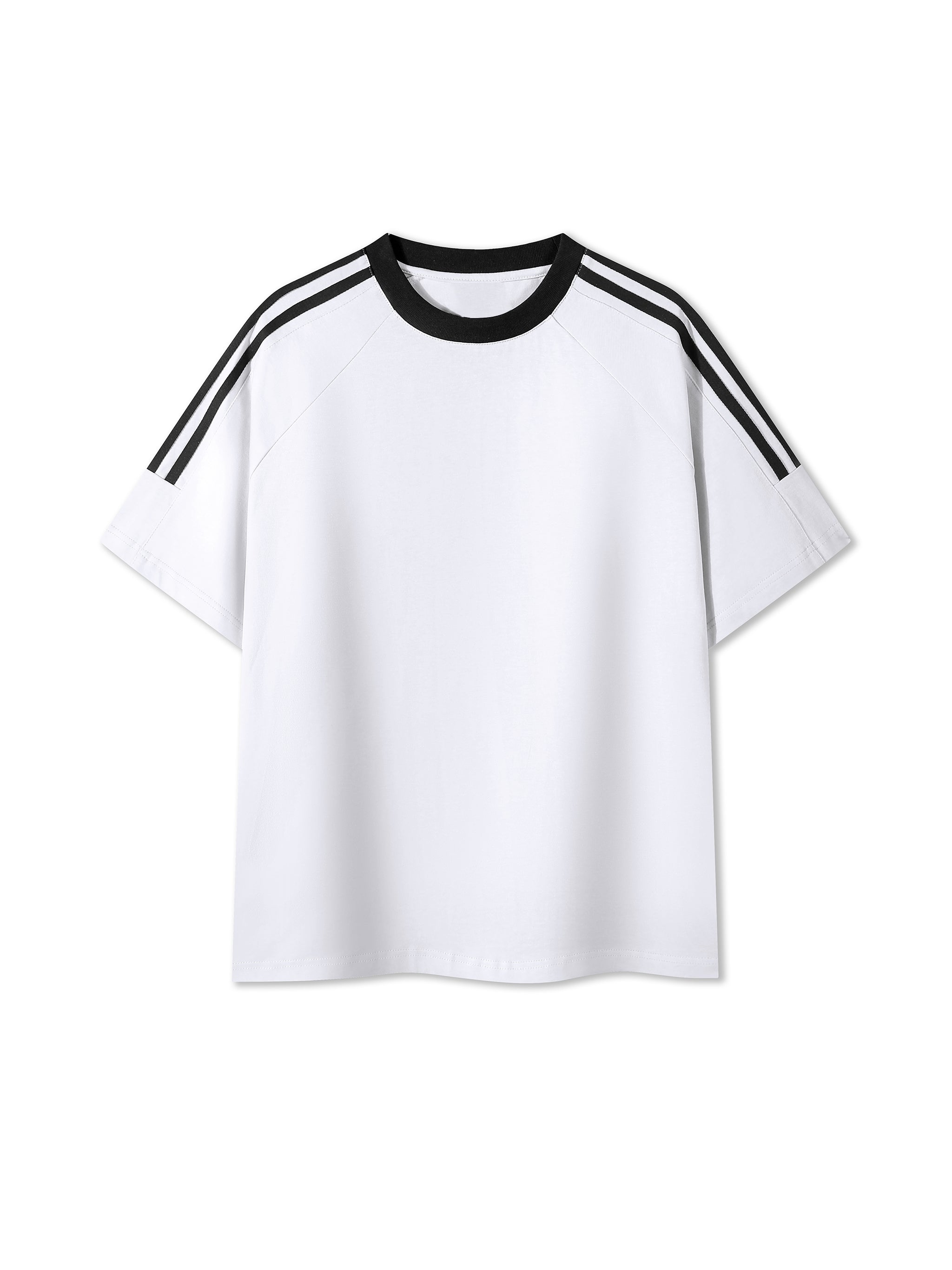 Contrast Tape Crewneck Cotton T-Shirt