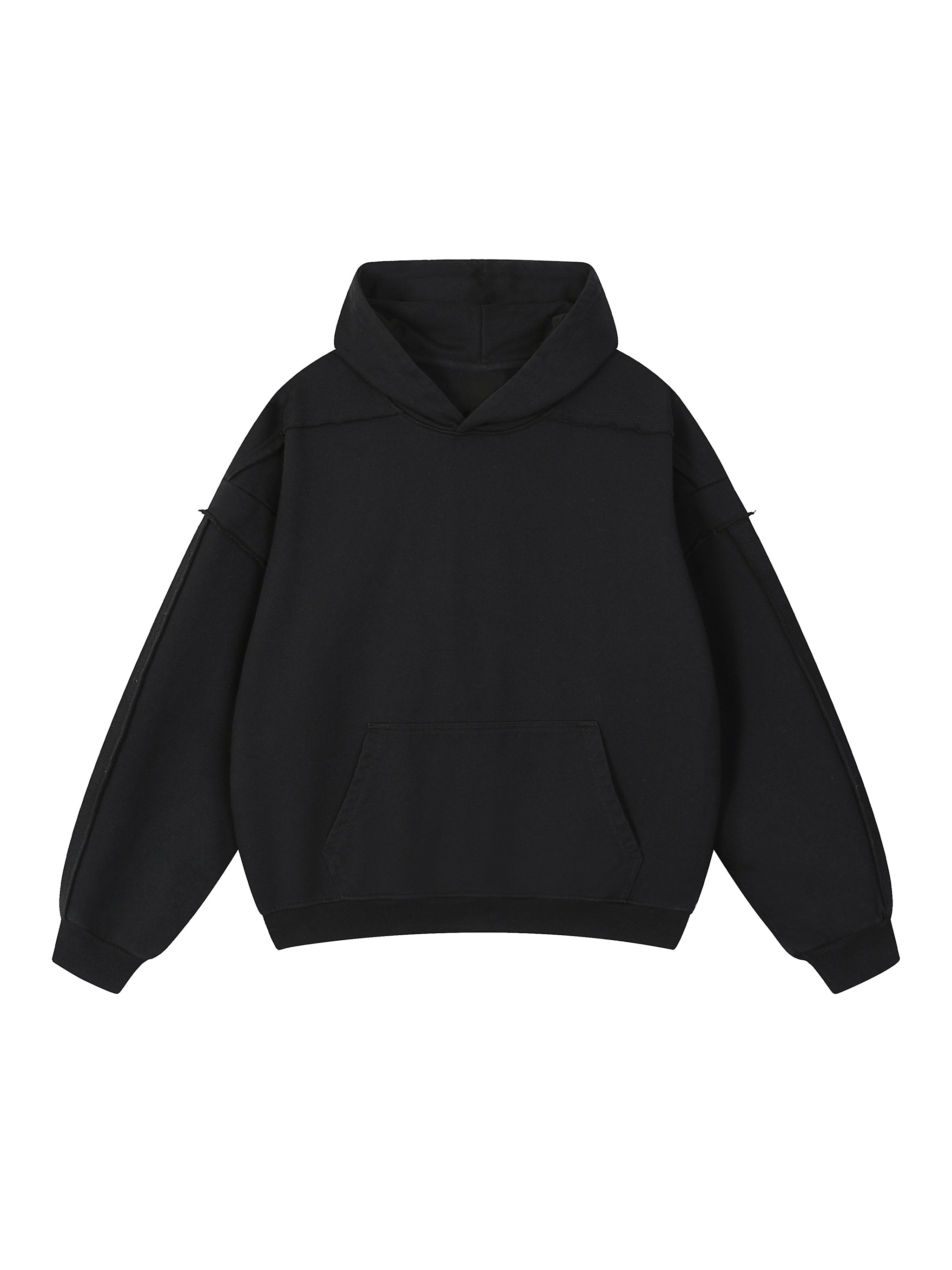 Contrast Tape Raw Edge Double Layered Hoodie