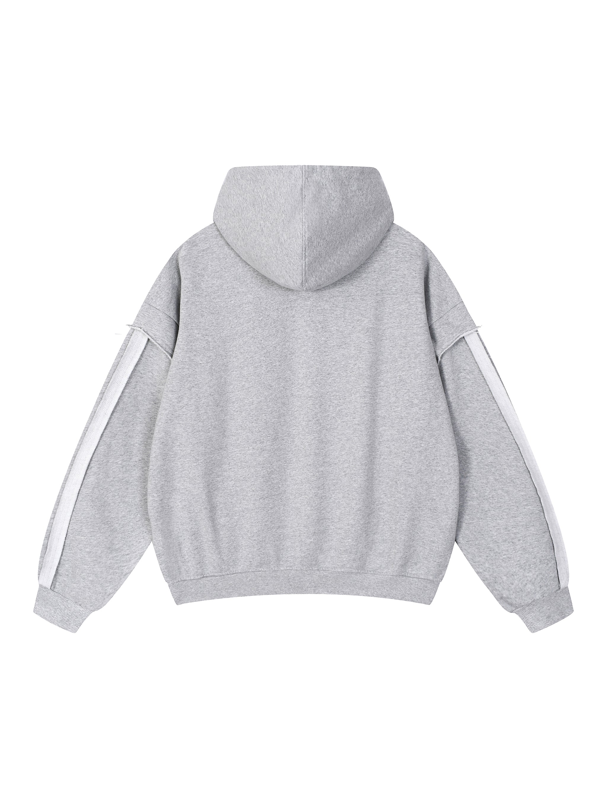 Contrast Tape Raw Edge Double Layered Hoodie