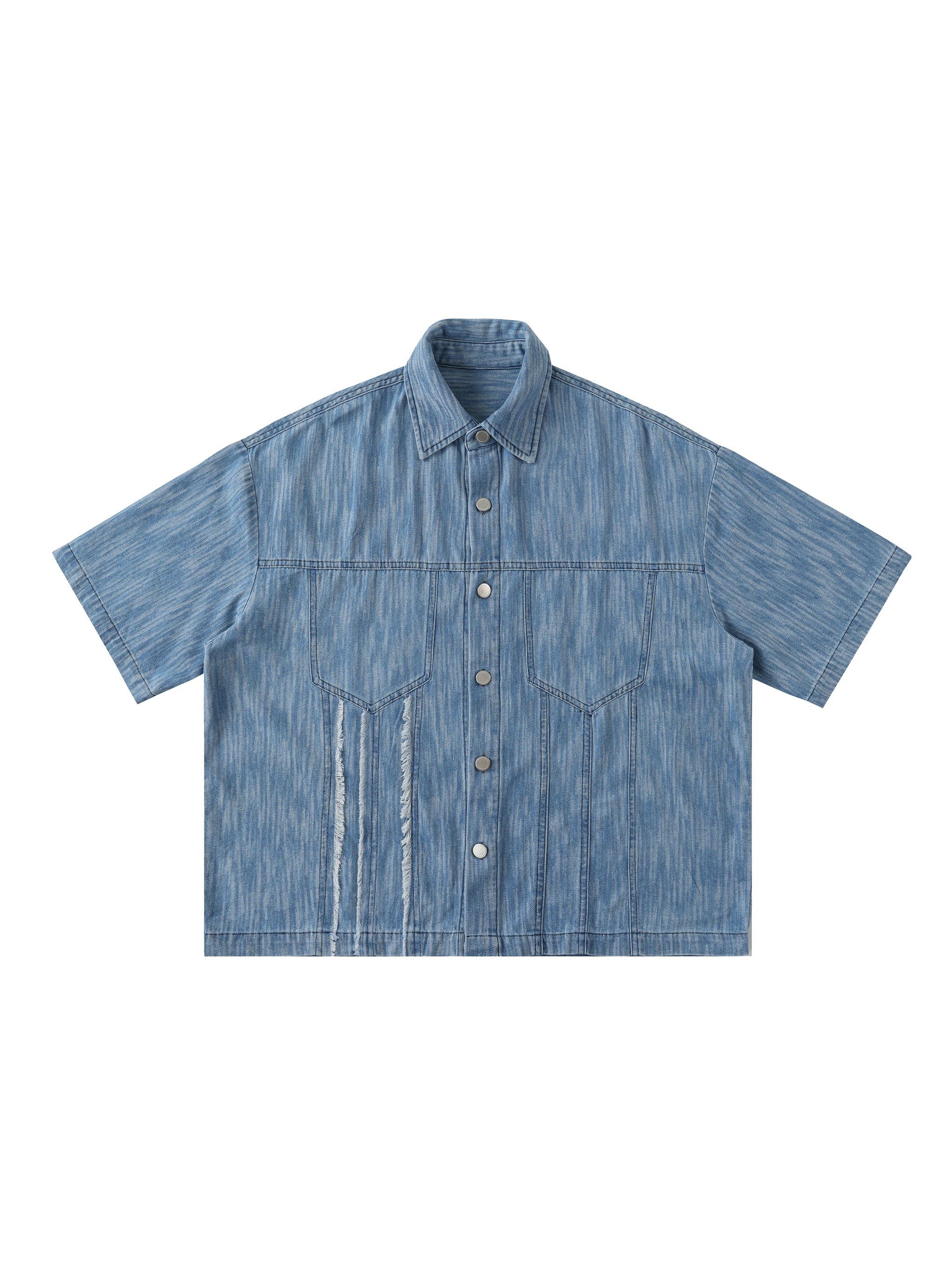 Distressed Wash Short-Sleeve Shirt