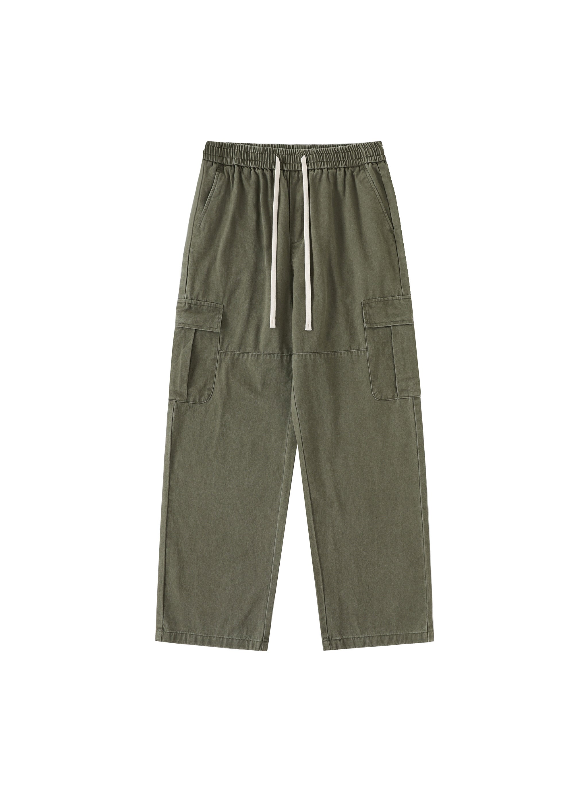 Drawstring Waist Straight-Leg Cargo Pants