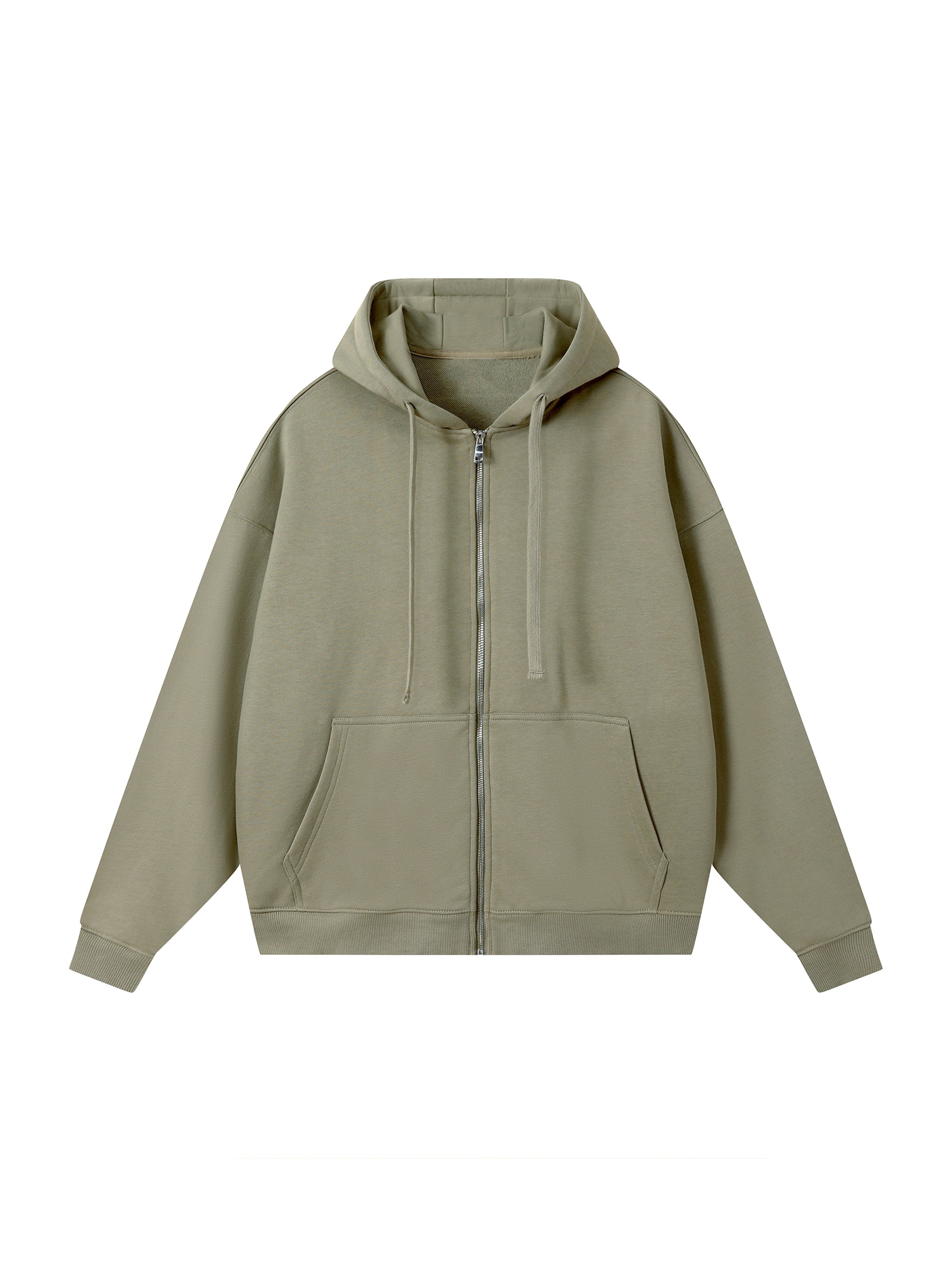 Drop-Shoulder Zip Up Hoodie