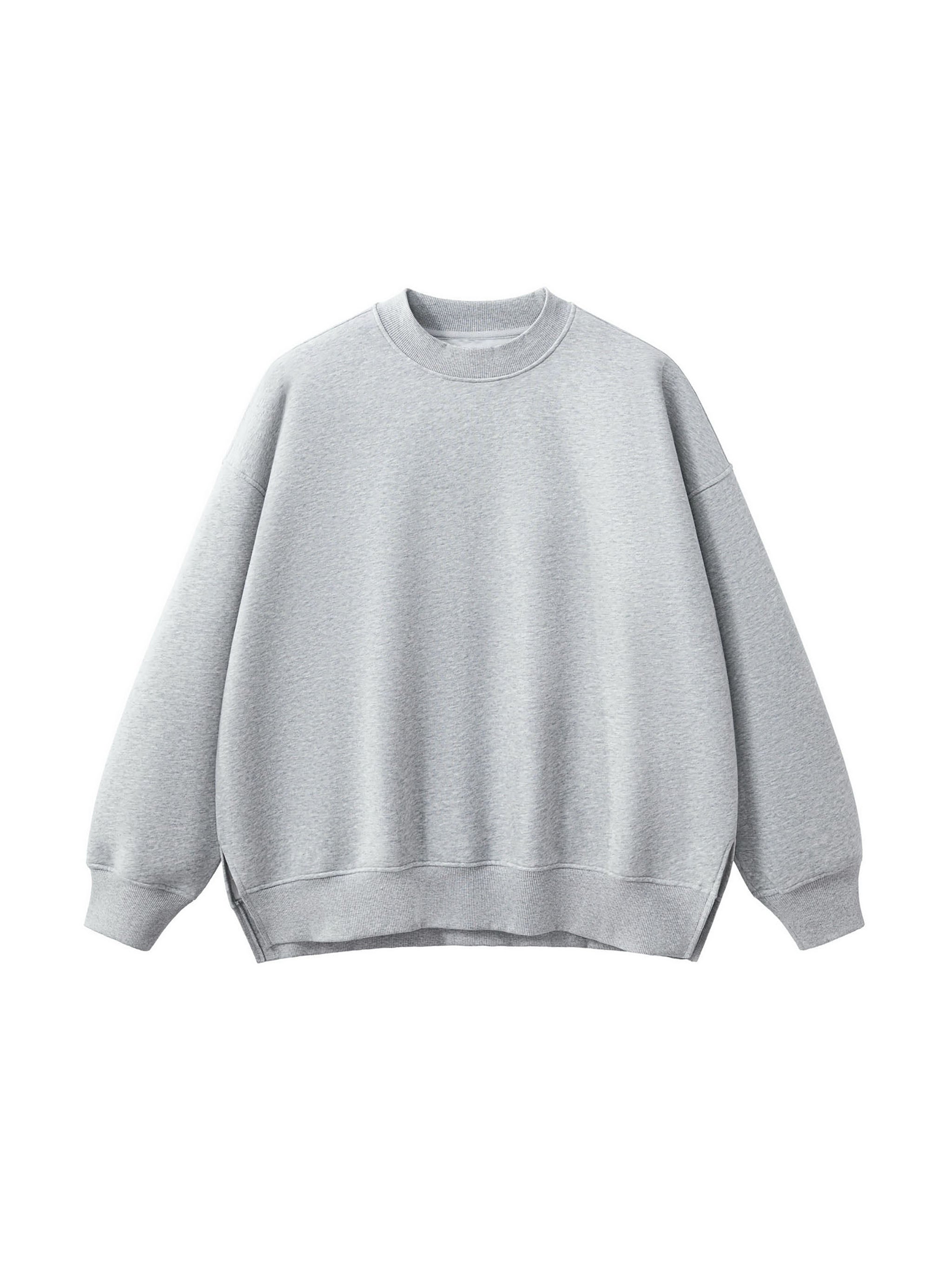 Fleece Side Slit Crewneck Sweatshirt