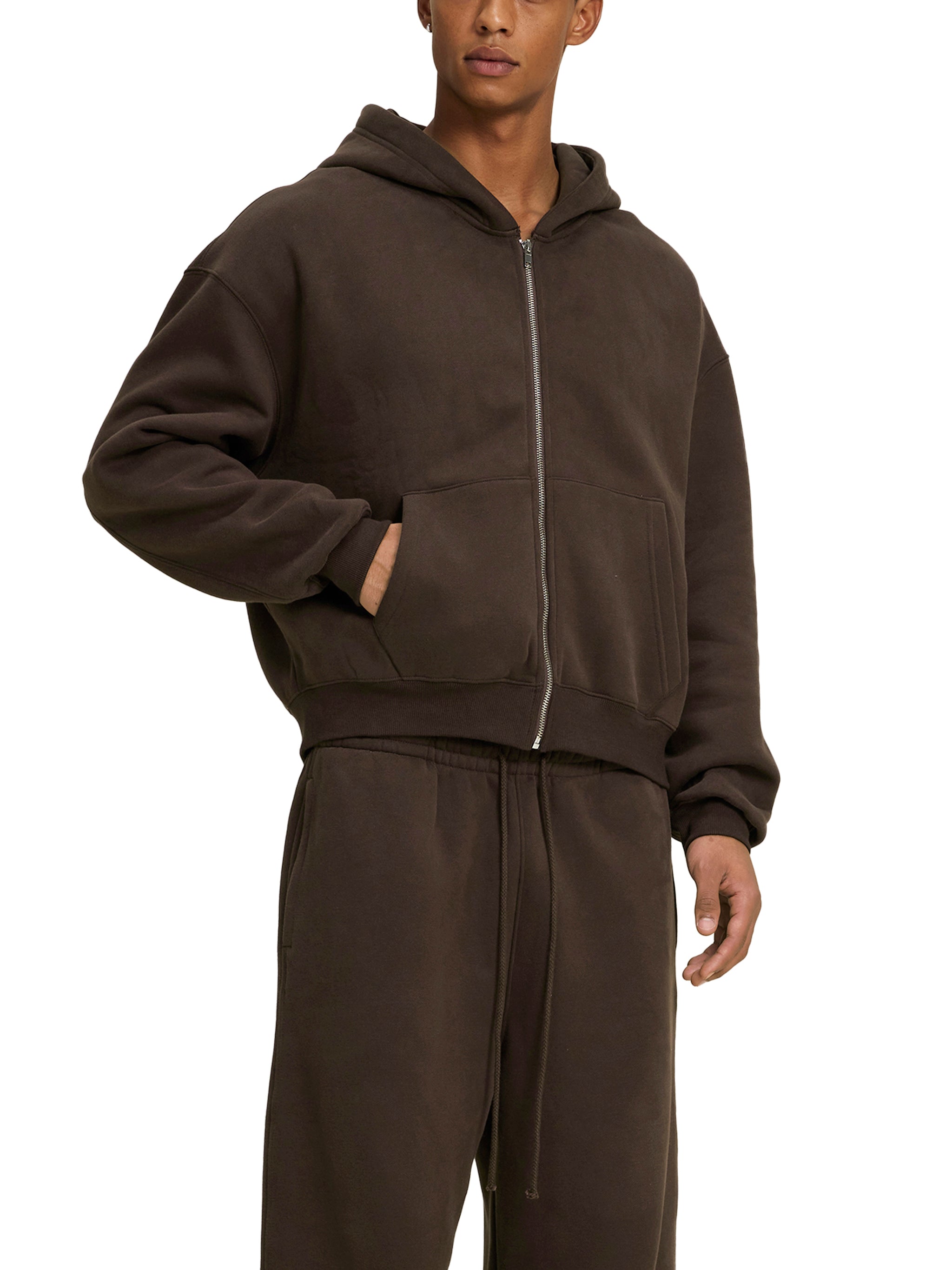 Fleece Zip-Up Boxy Hoodie - Men