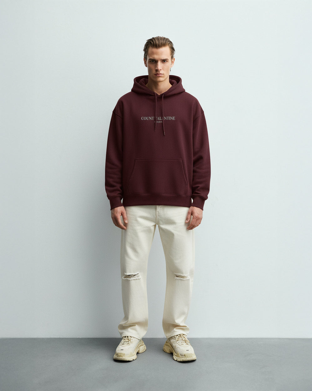 AMBITIOUS SOULS MAROON OVERSIZED HOODIE