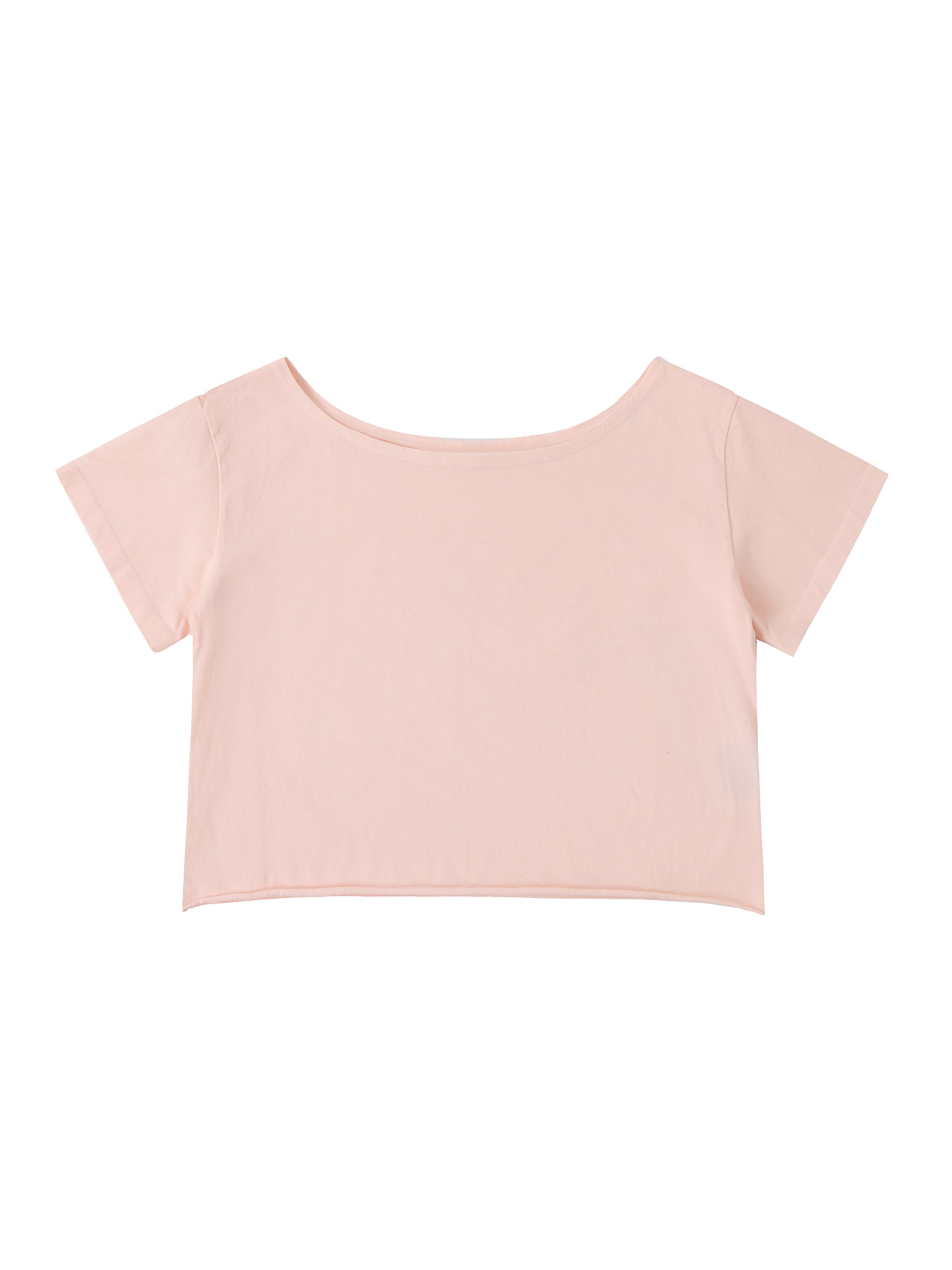 Off-Shoulder Rolled Hem Cotton T-Shirt