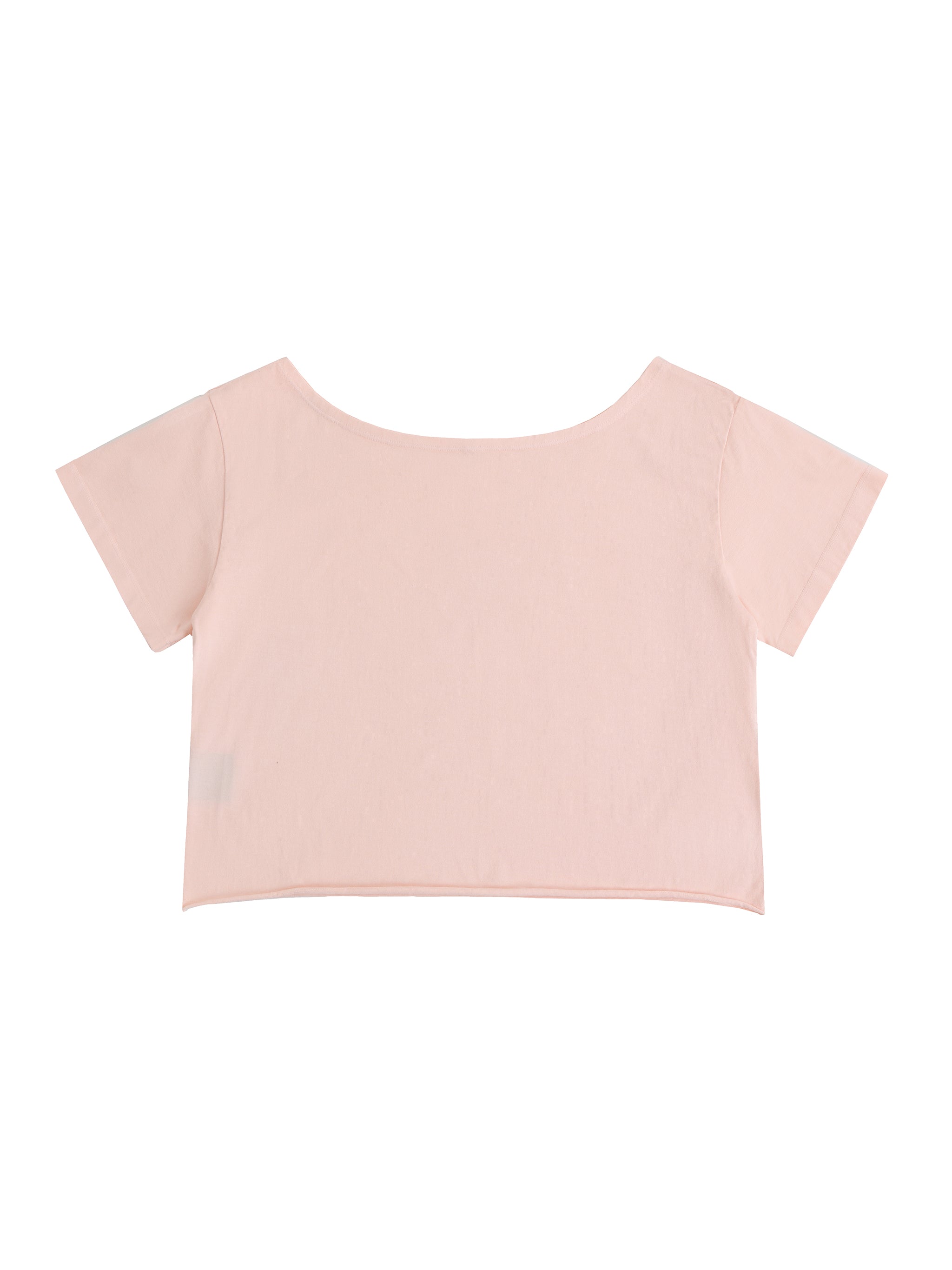 Off-Shoulder Rolled Hem Cotton T-Shirt