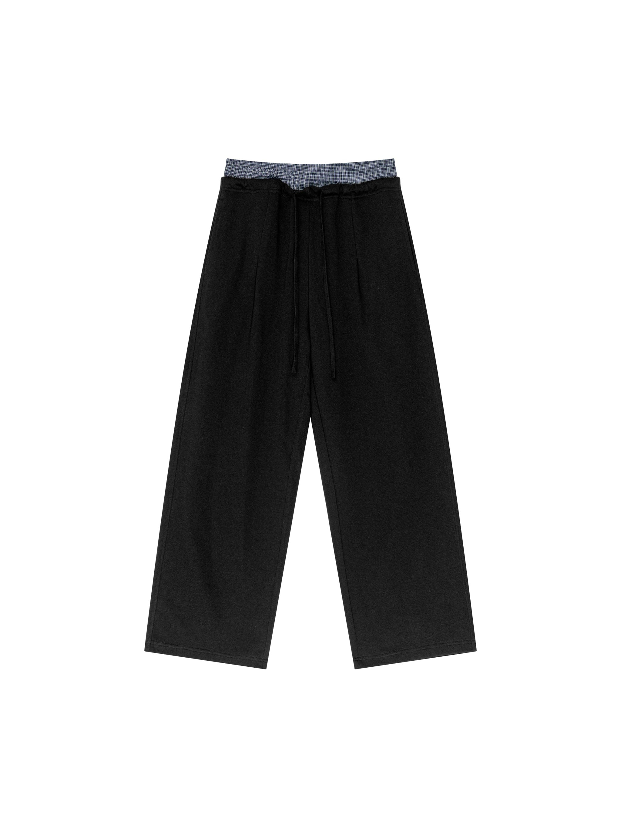 Plaid Contrast Waist Pants