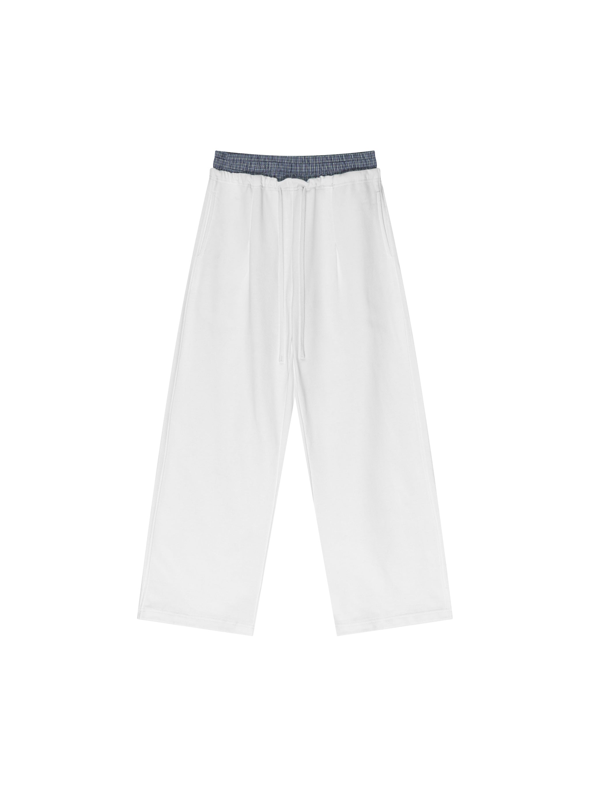 Plaid Contrast Waist Pants