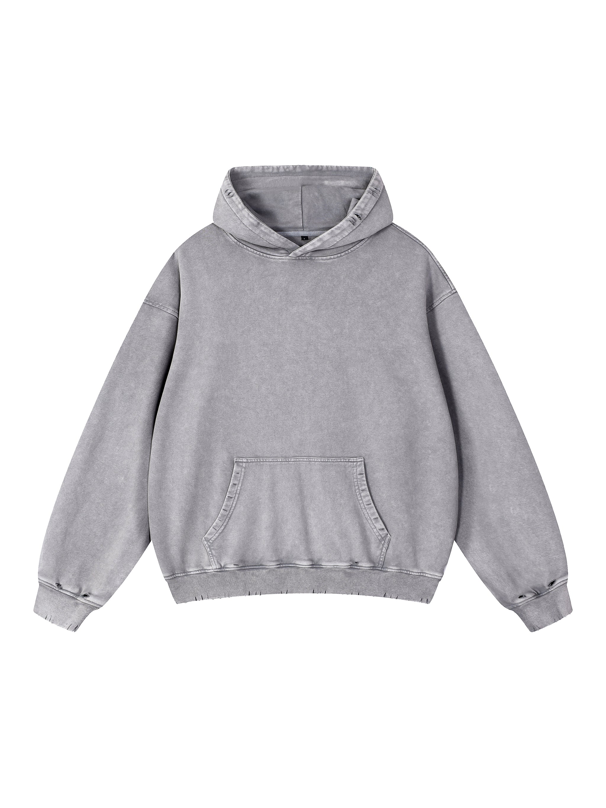 Snow Wash Hand-Frayed Heavyweight Hoodie