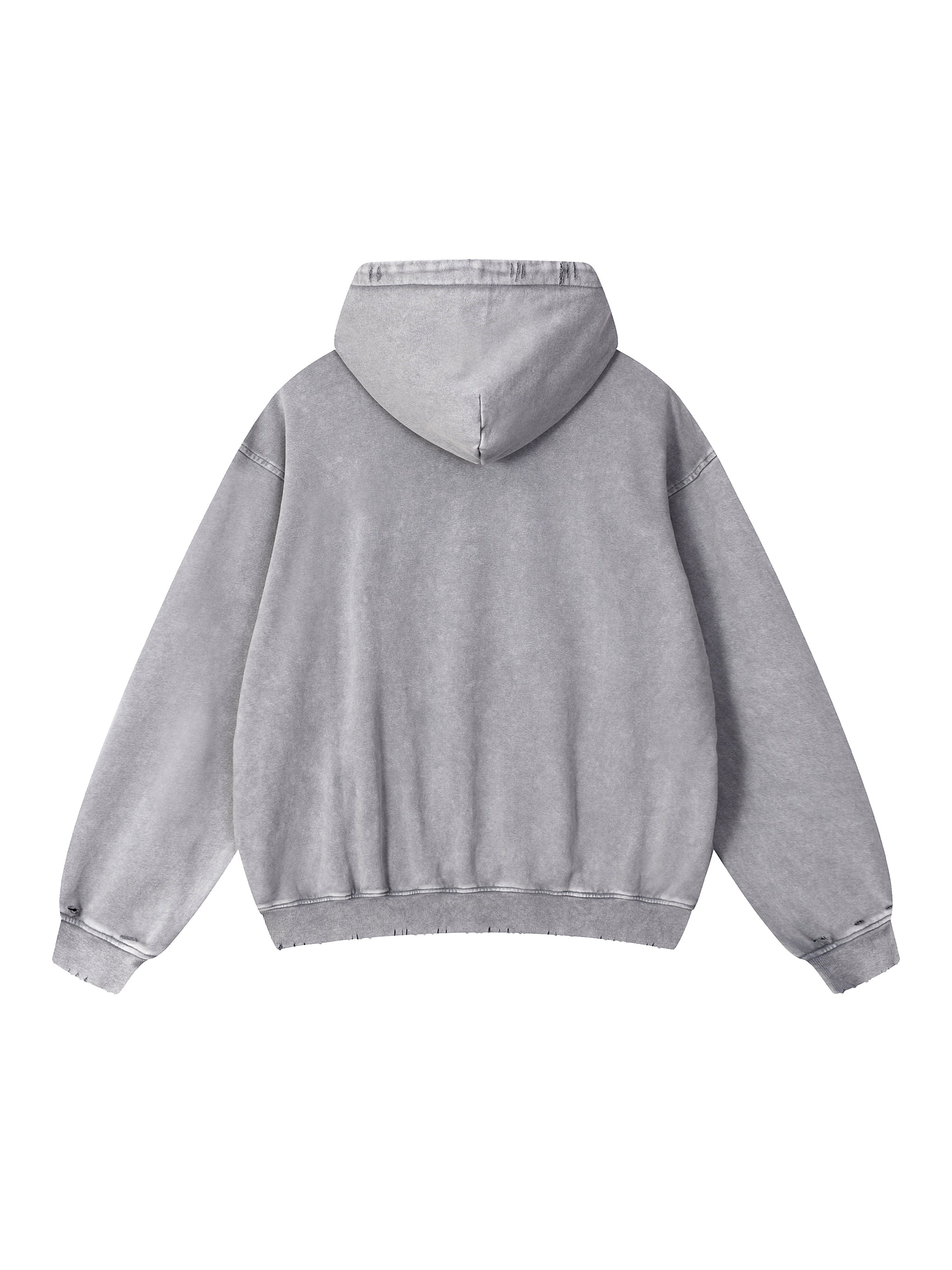 Snow Wash Hand-Frayed Heavyweight Hoodie