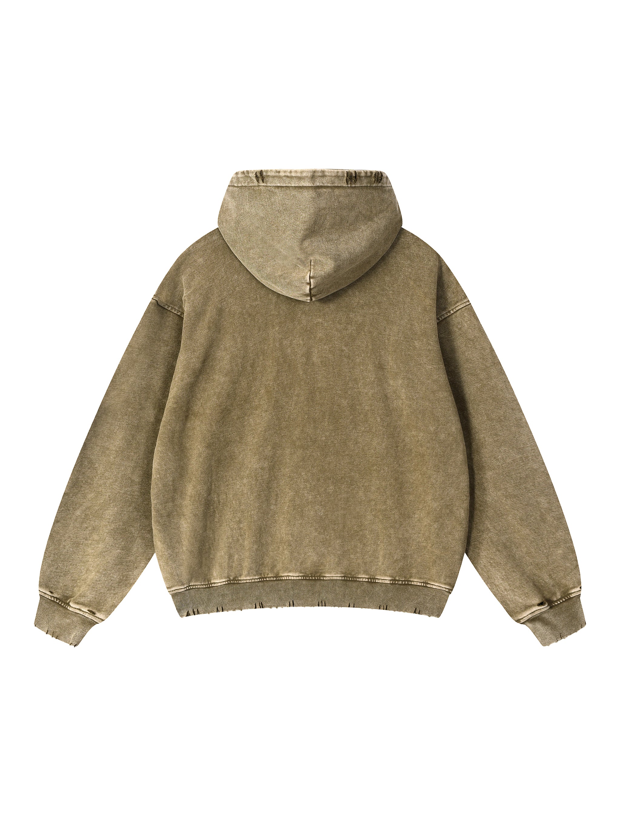 Snow Wash Hand-Frayed Heavyweight Hoodie