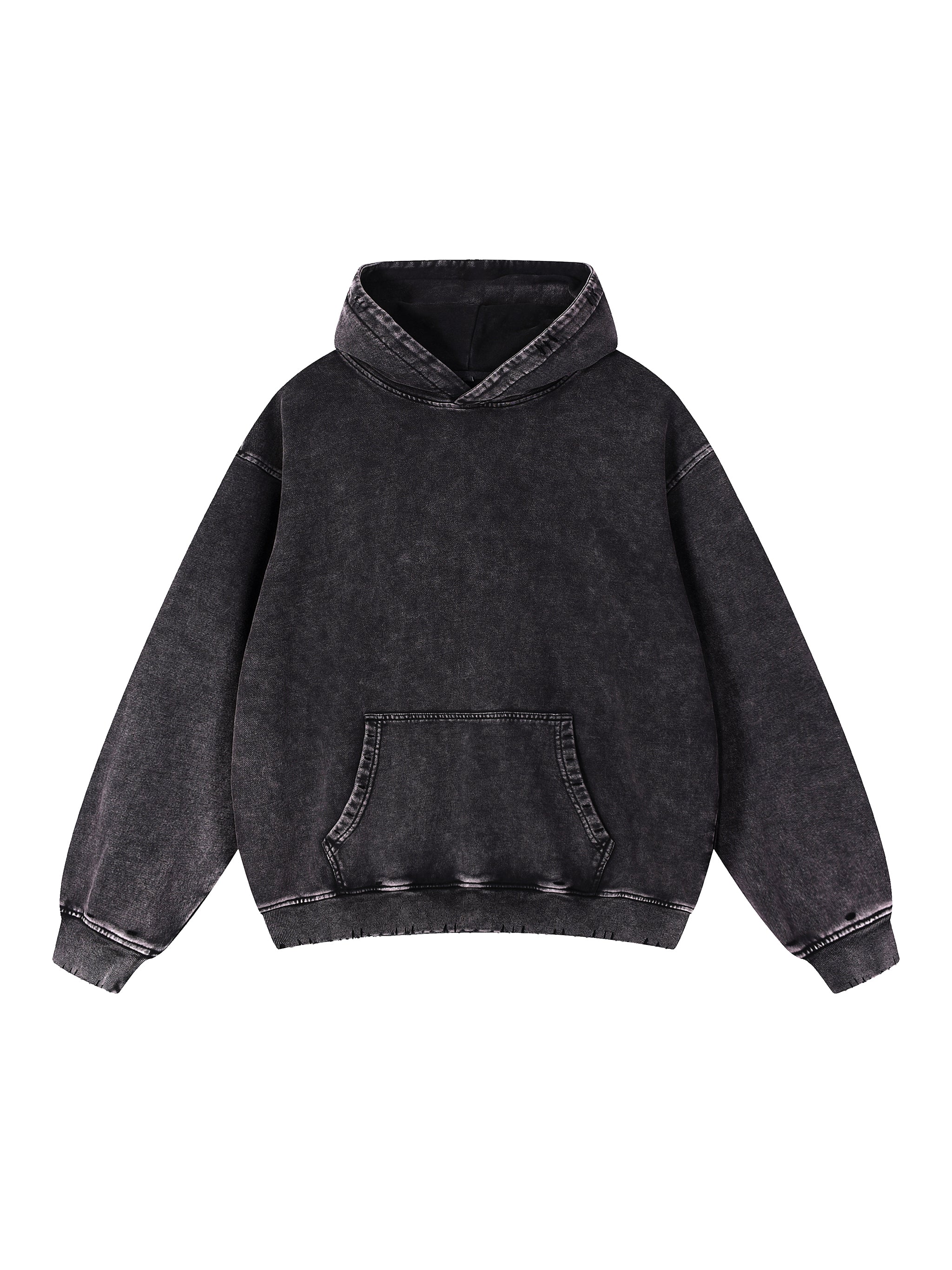 Snow Wash Hand-Frayed Heavyweight Hoodie