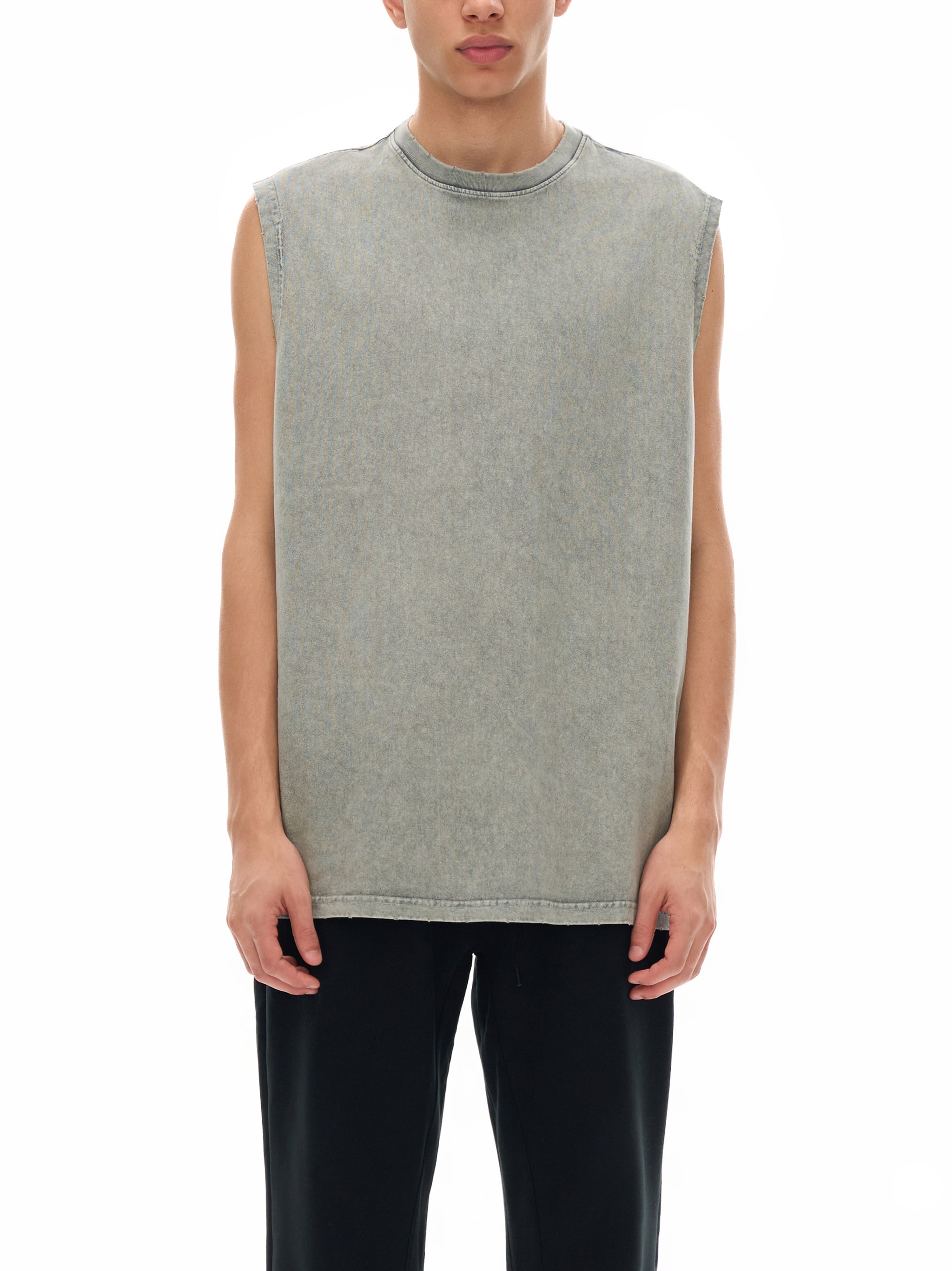 Snow Washed Frayed Hem Tank Top