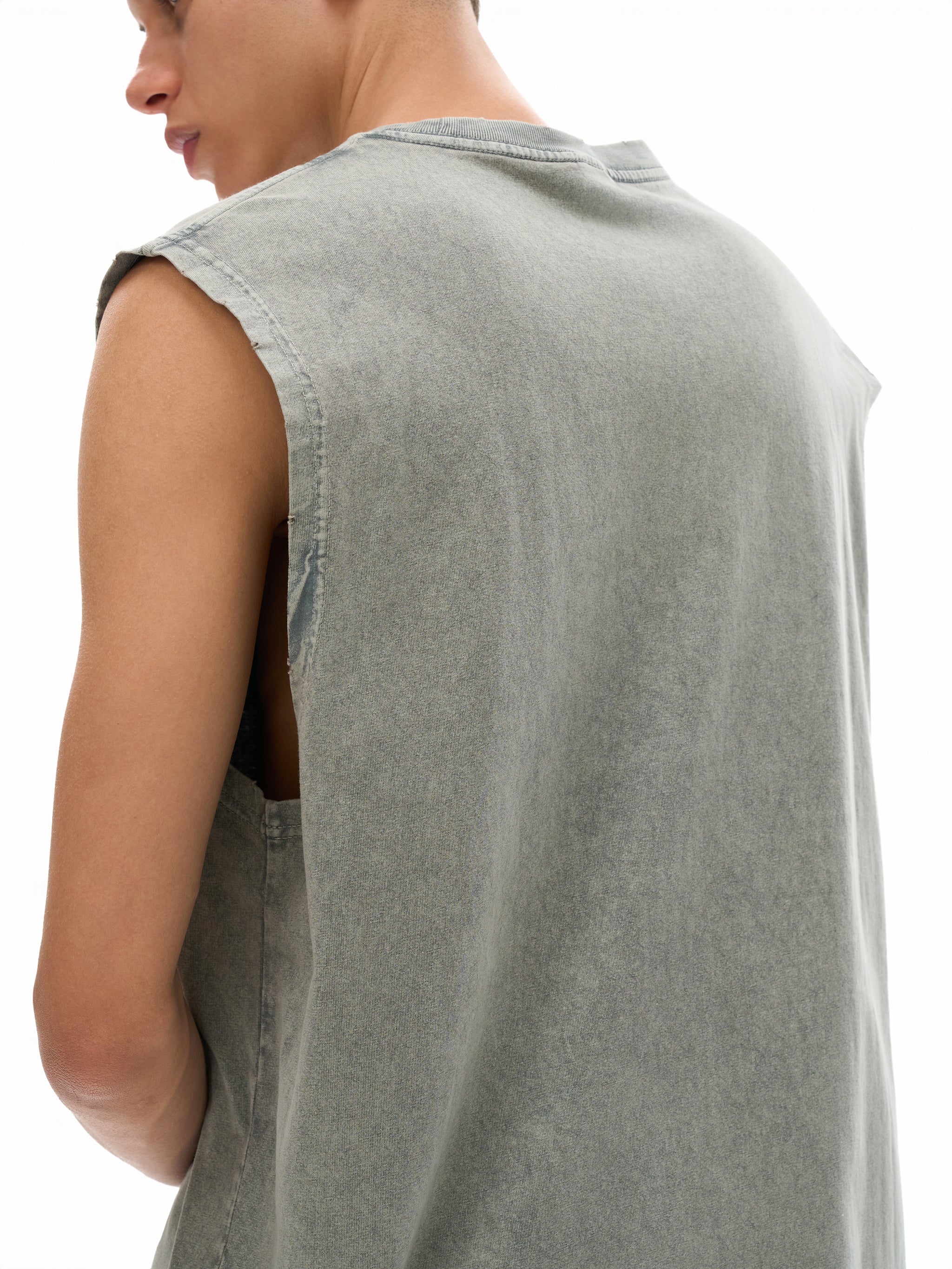Snow Washed Frayed Hem Tank Top