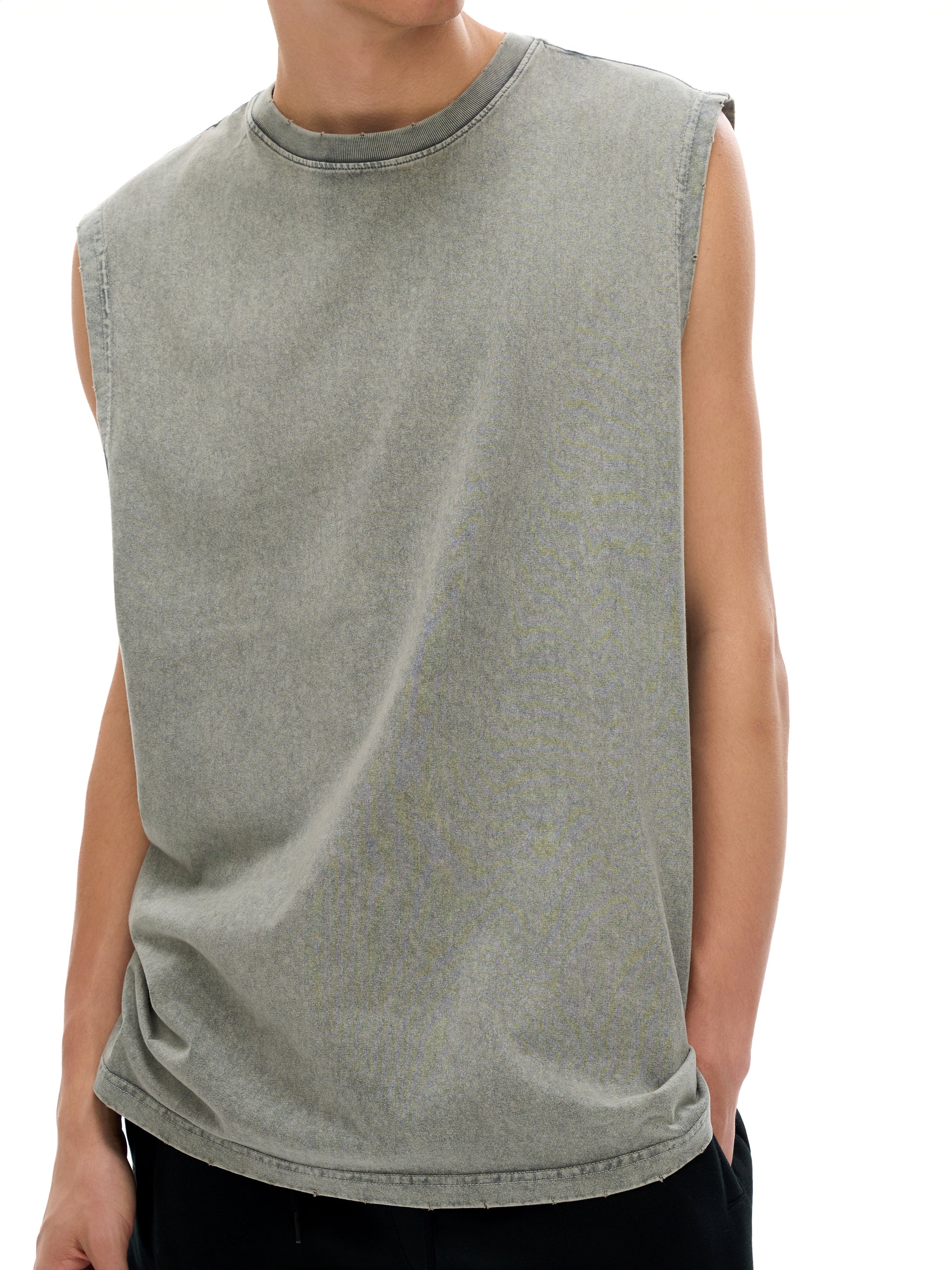 Snow Washed Frayed Hem Tank Top