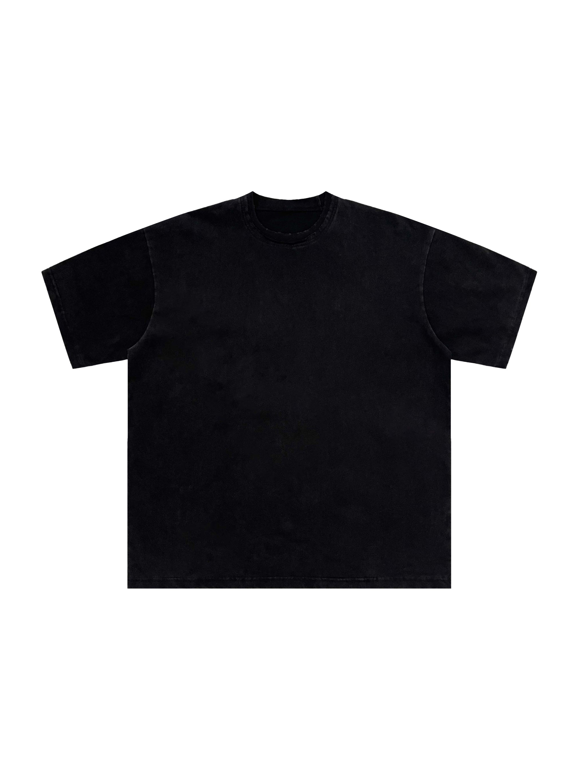 Snow Washed Raw-Edge Neckline T-Shirt