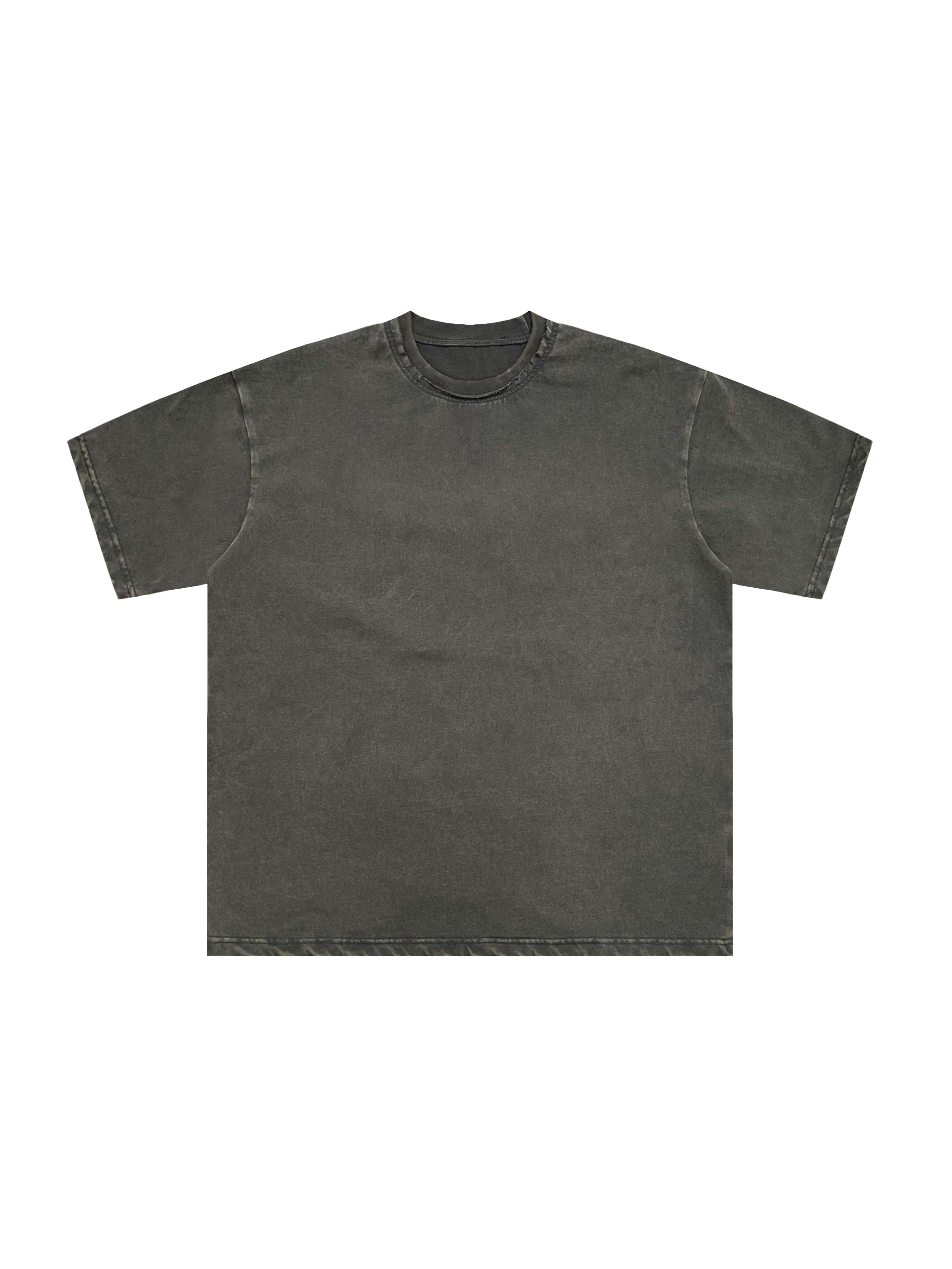 Snow Washed Raw-Edge Neckline T-Shirt