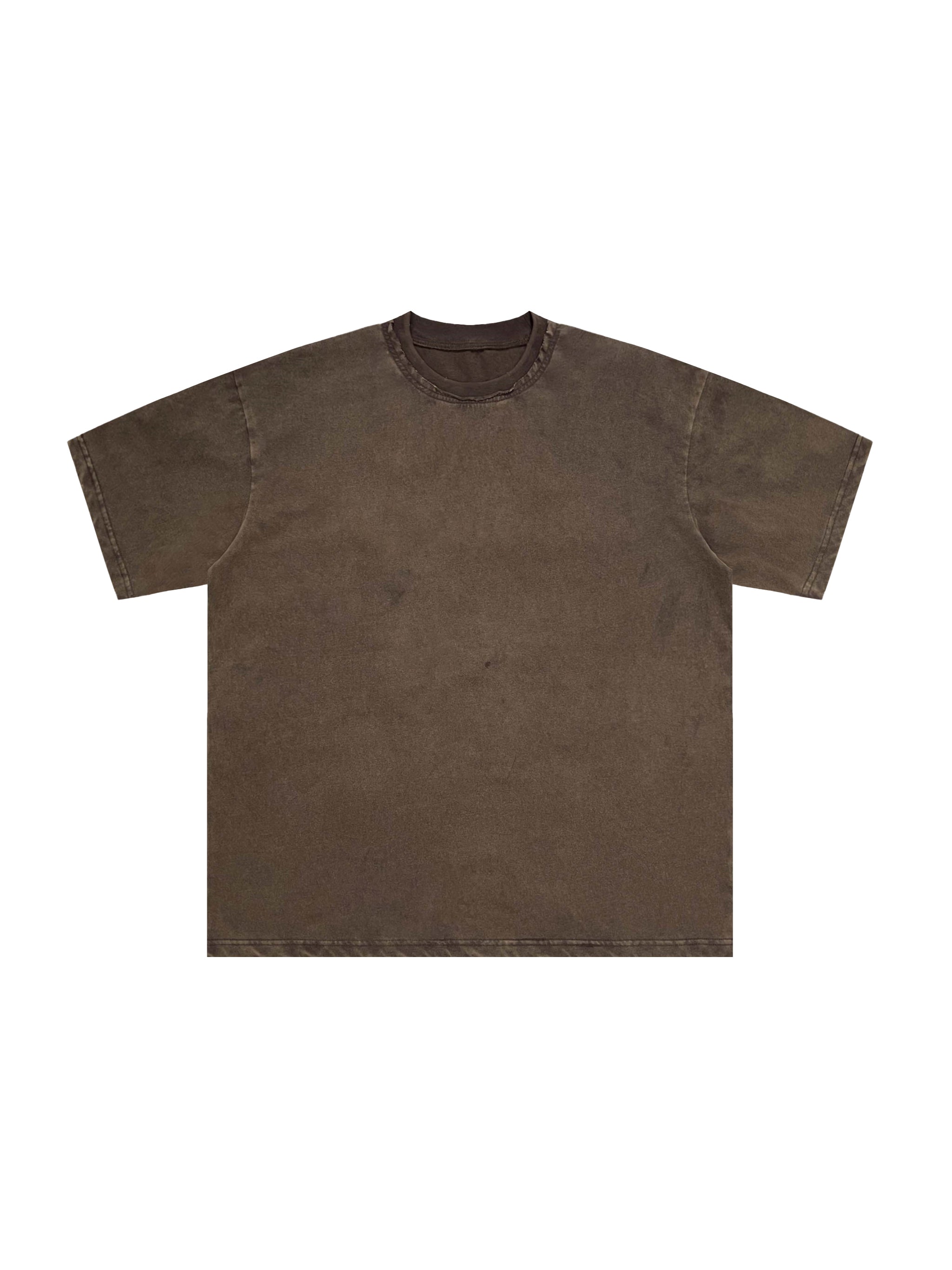 Snow Washed Raw-Edge Neckline T-Shirt