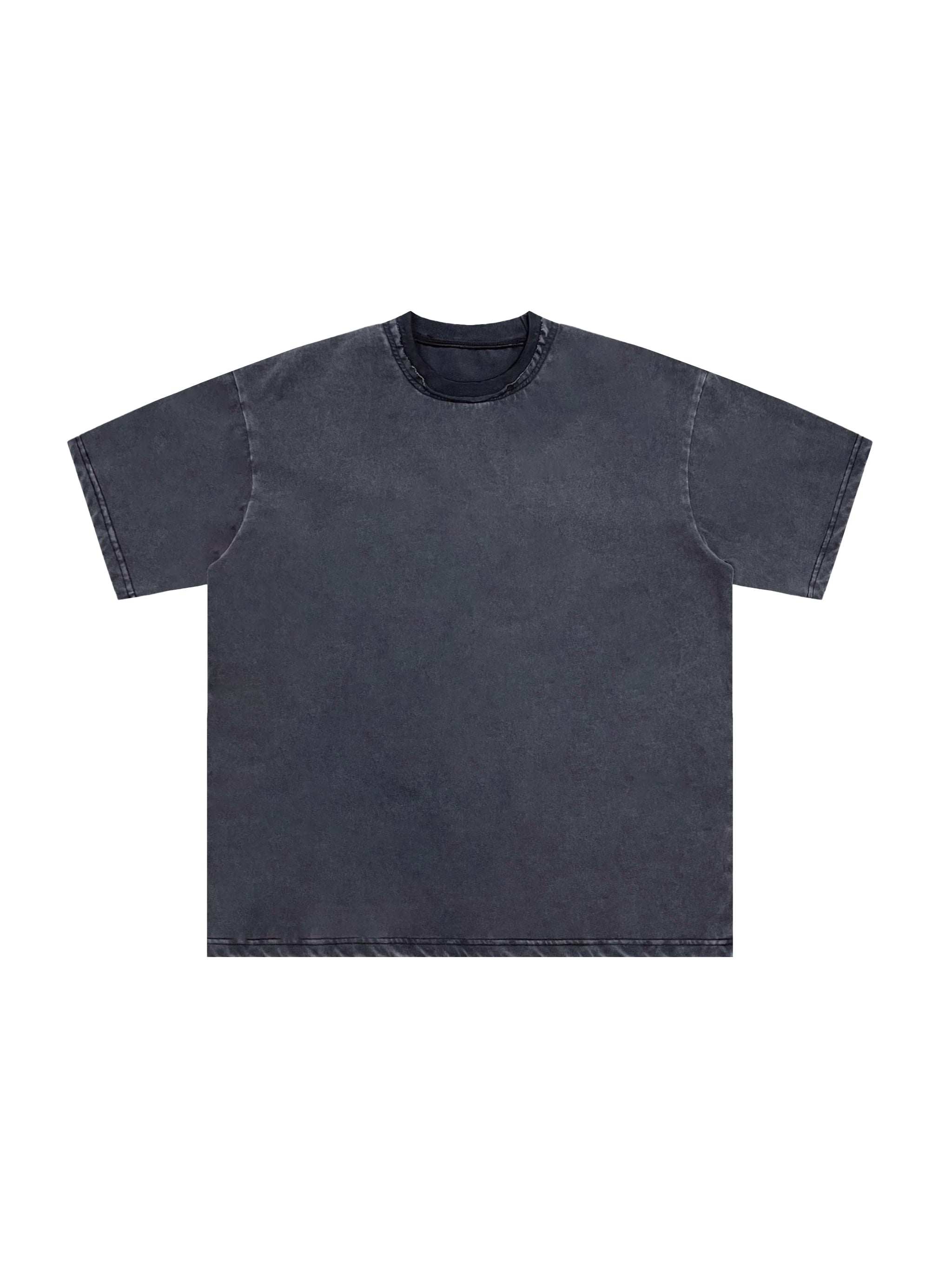 Snow Washed Raw-Edge Neckline T-Shirt