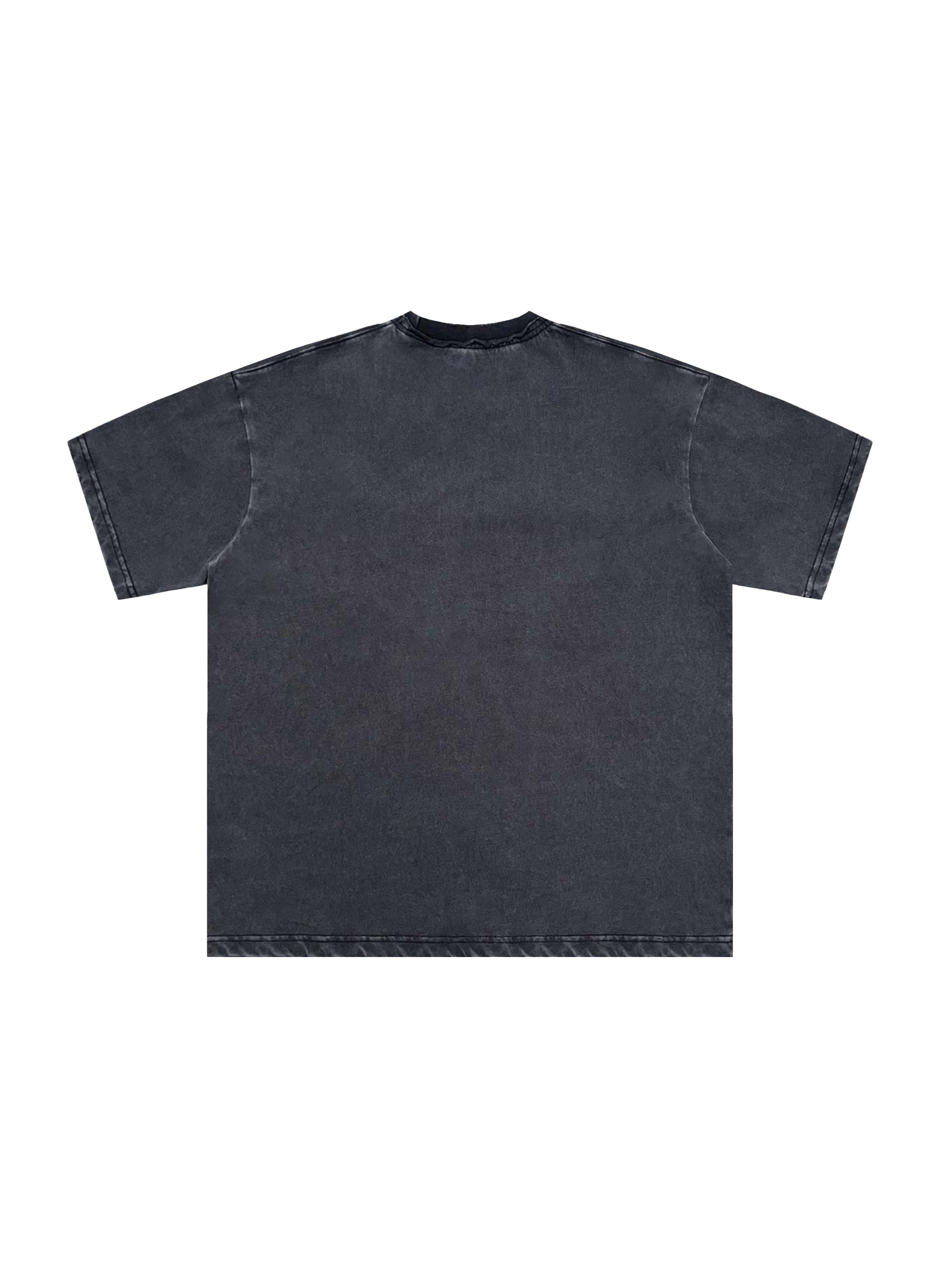 Snow Washed Raw-Edge Neckline T-Shirt