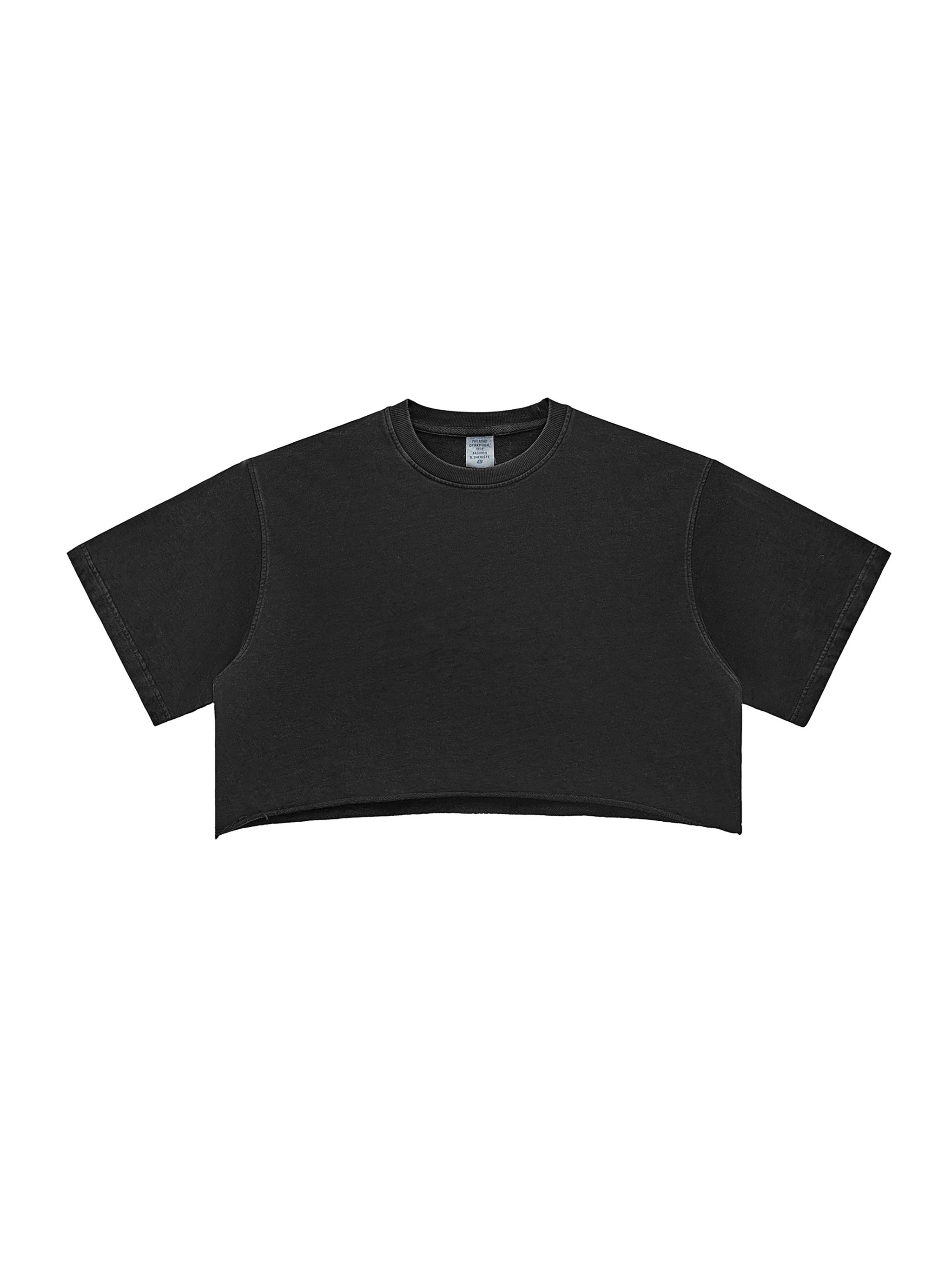 Snow Washed Raw Edge Crop Top