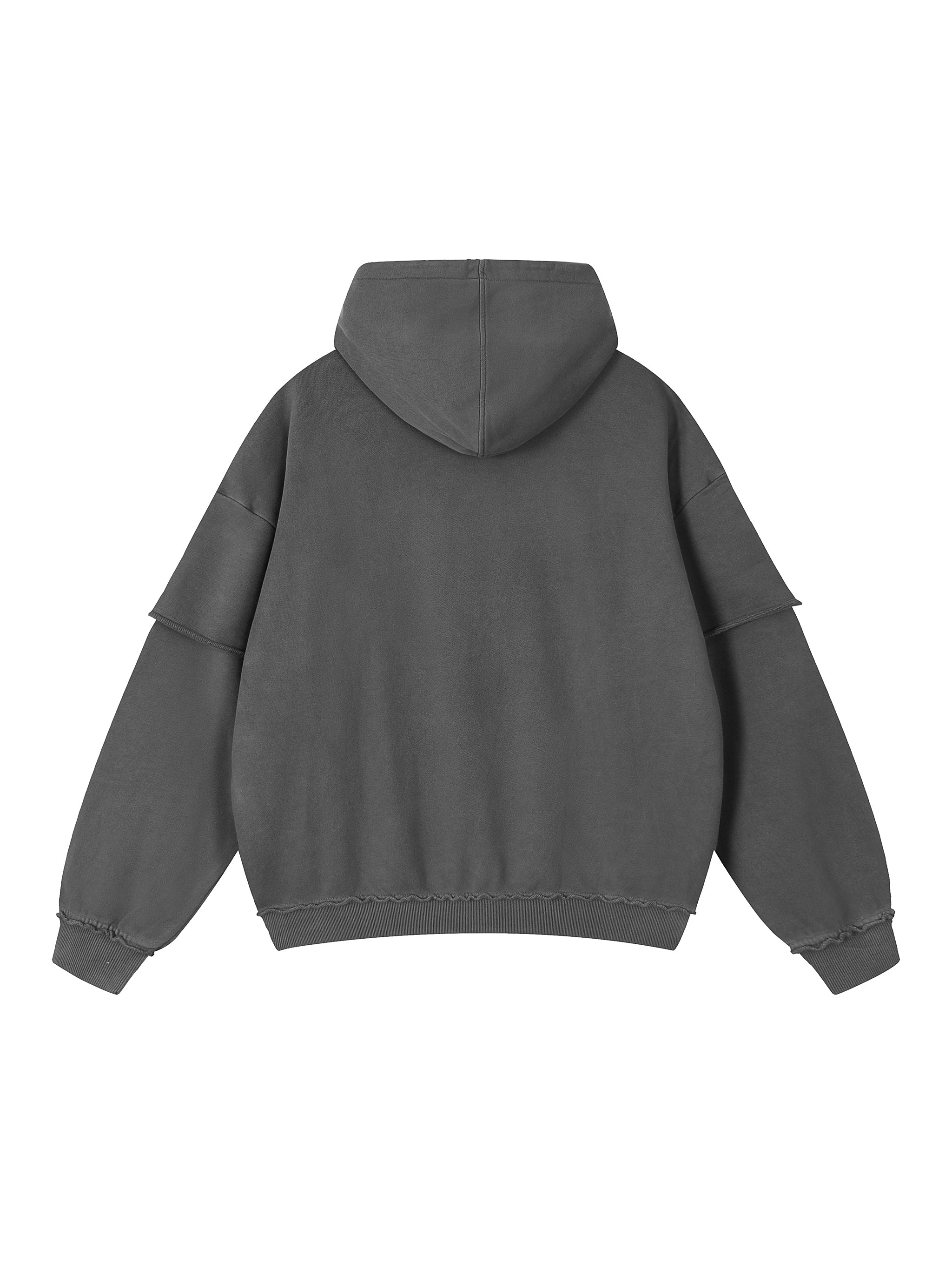 Snow Washed Raw Edge Double Layered Hoodie