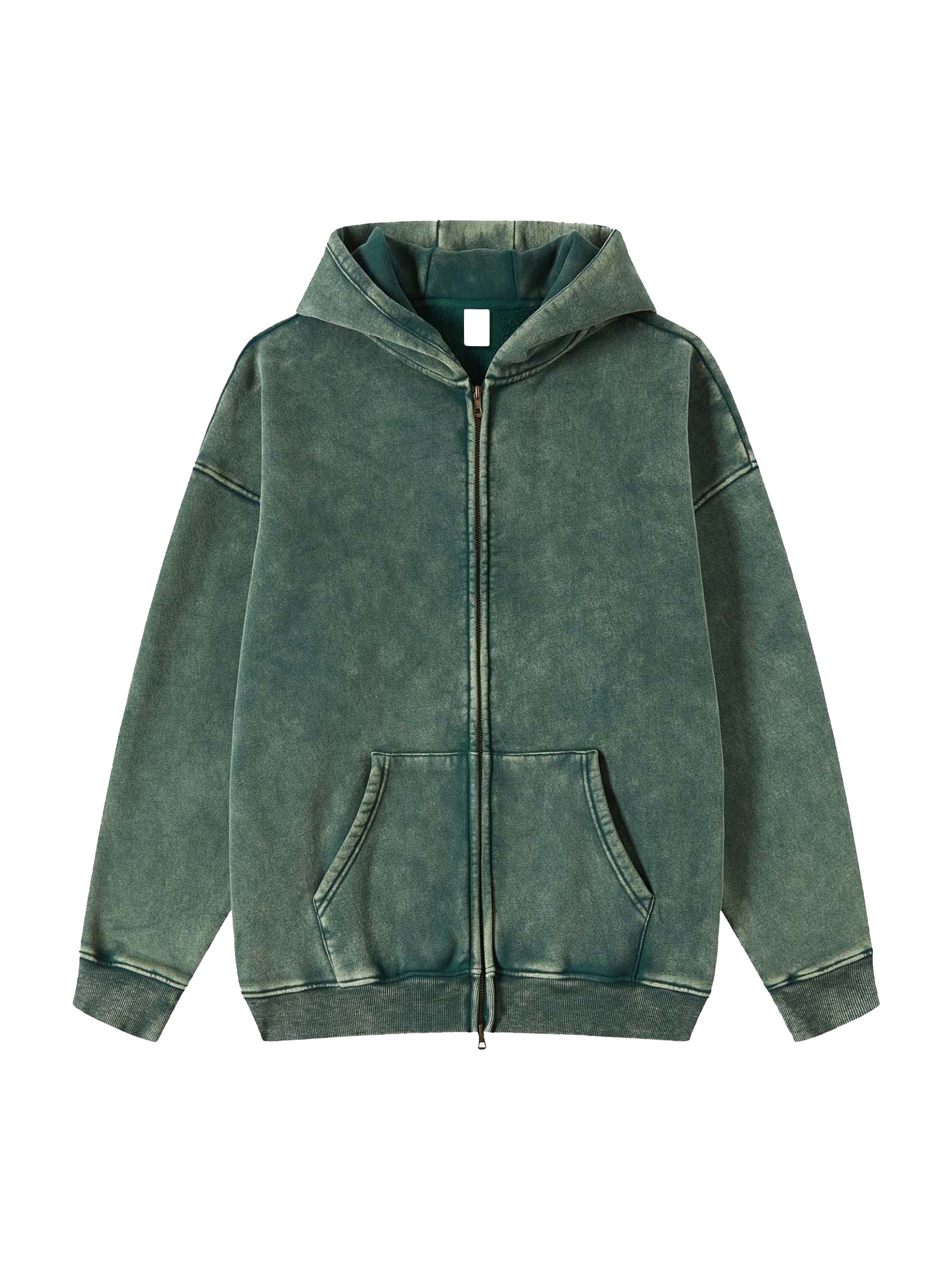 Snow Washed Zip-Through Fleece Hoodie