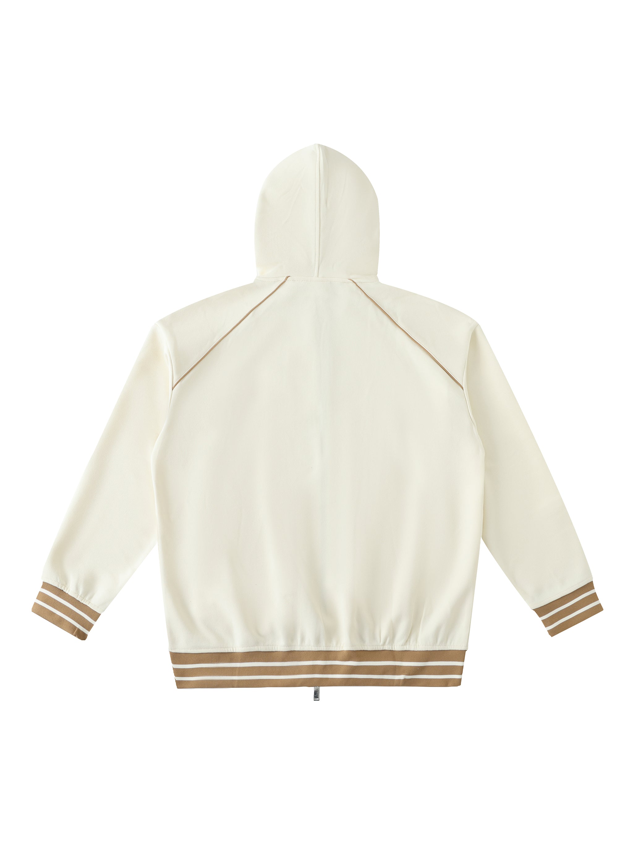 Striped Trim Zip-Up Hoodie