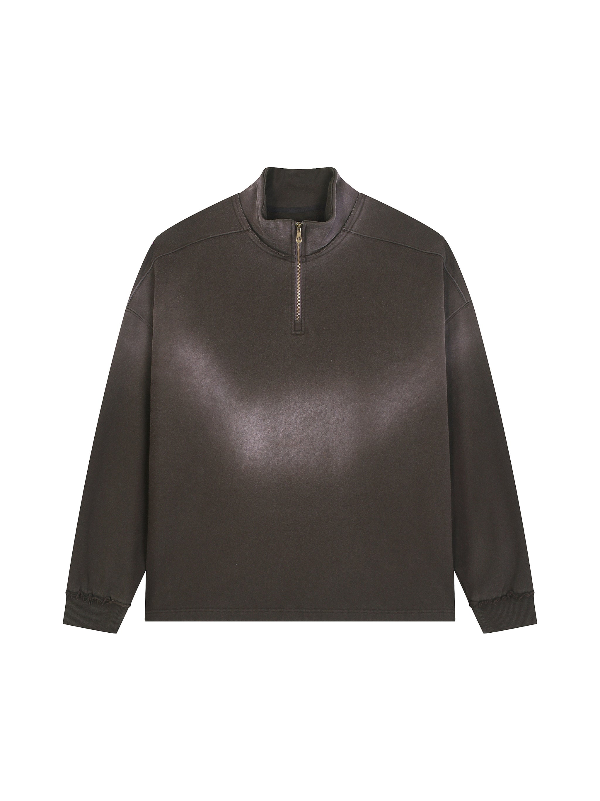 Sun Fade Raw Edge Quarter-Zip Sweatshirt