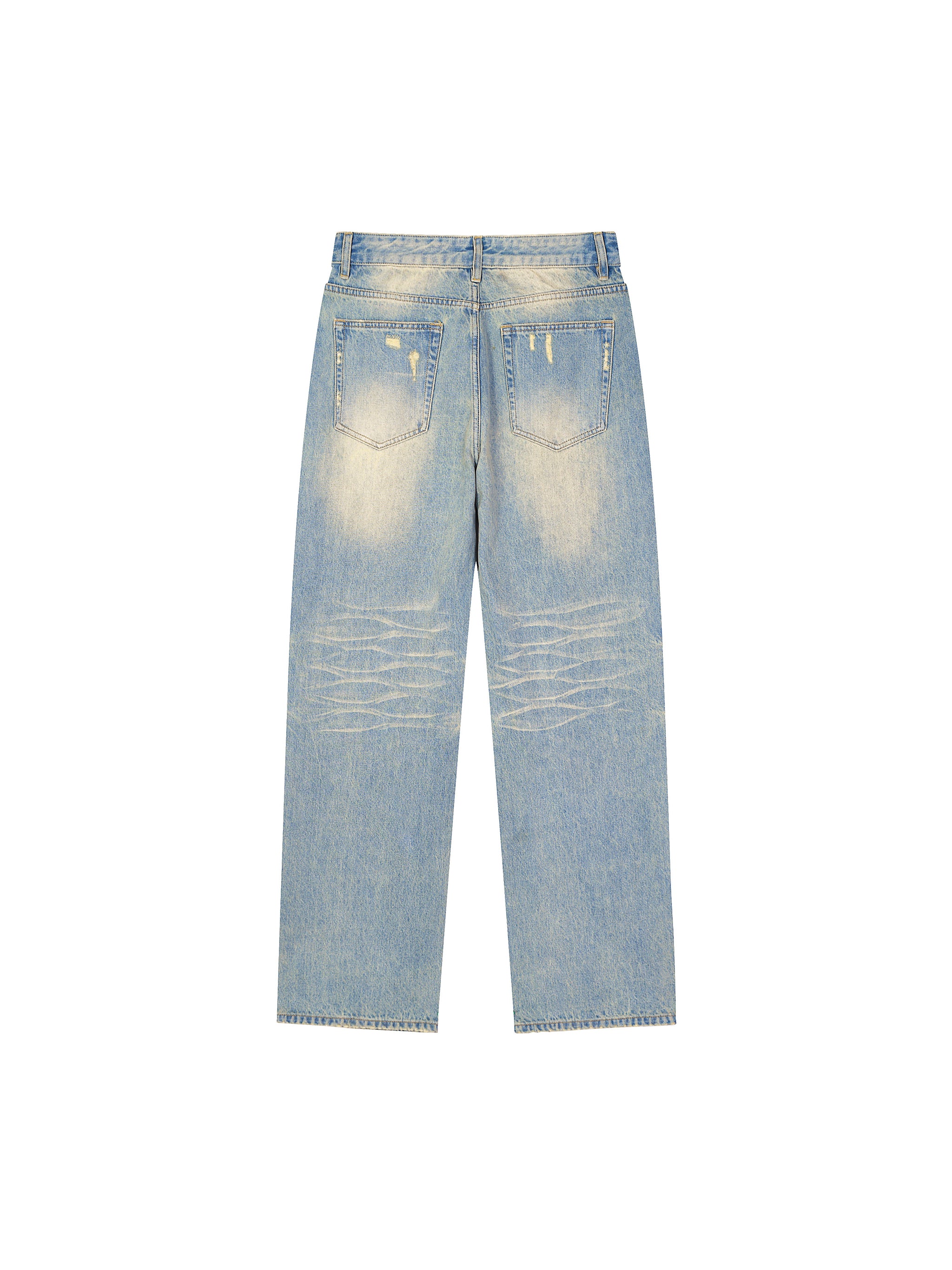 Sun Fade Raw Hem Denim Jeans
