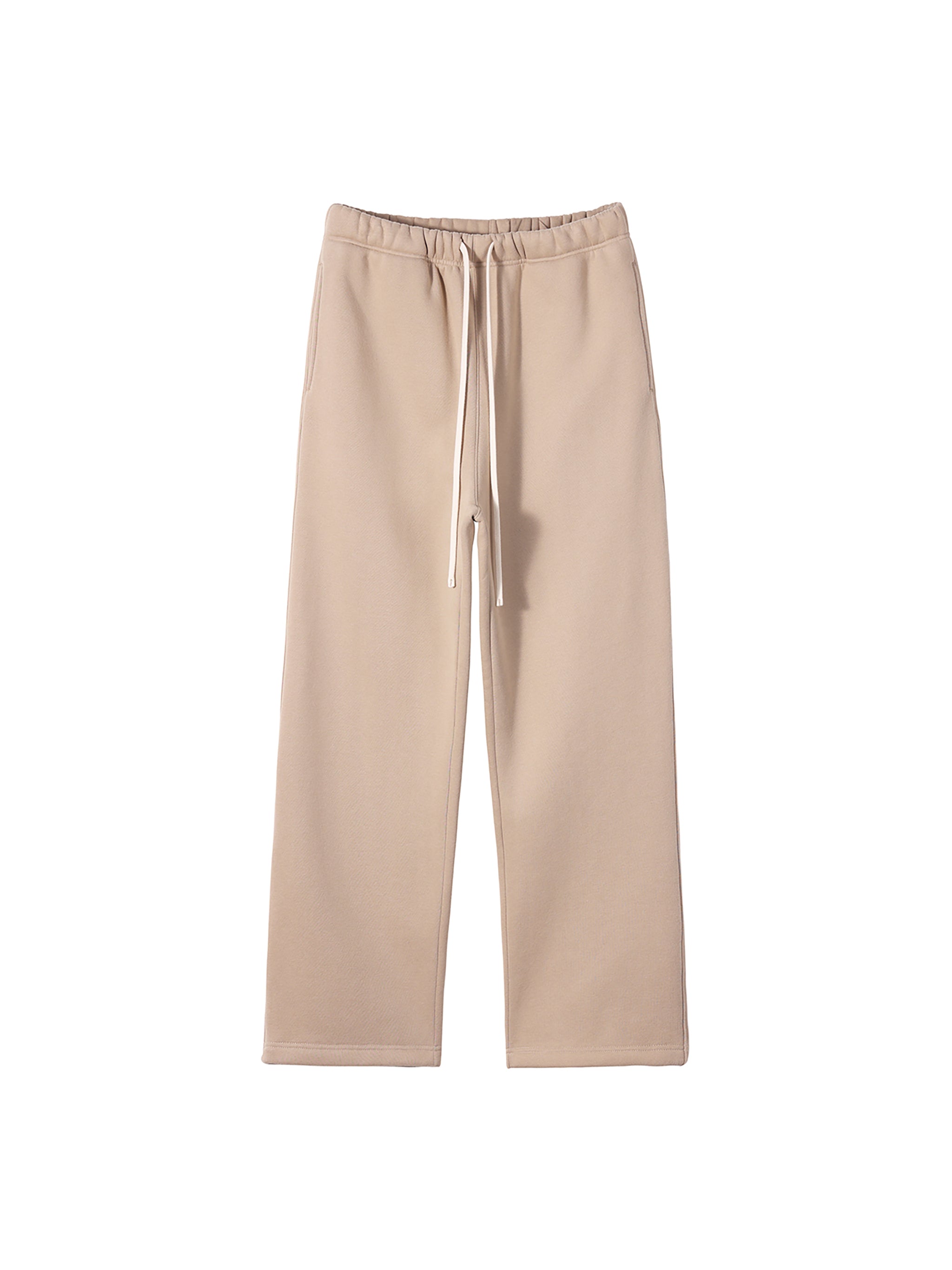 Unisex Solid Color Fleece Straight Leg Pants