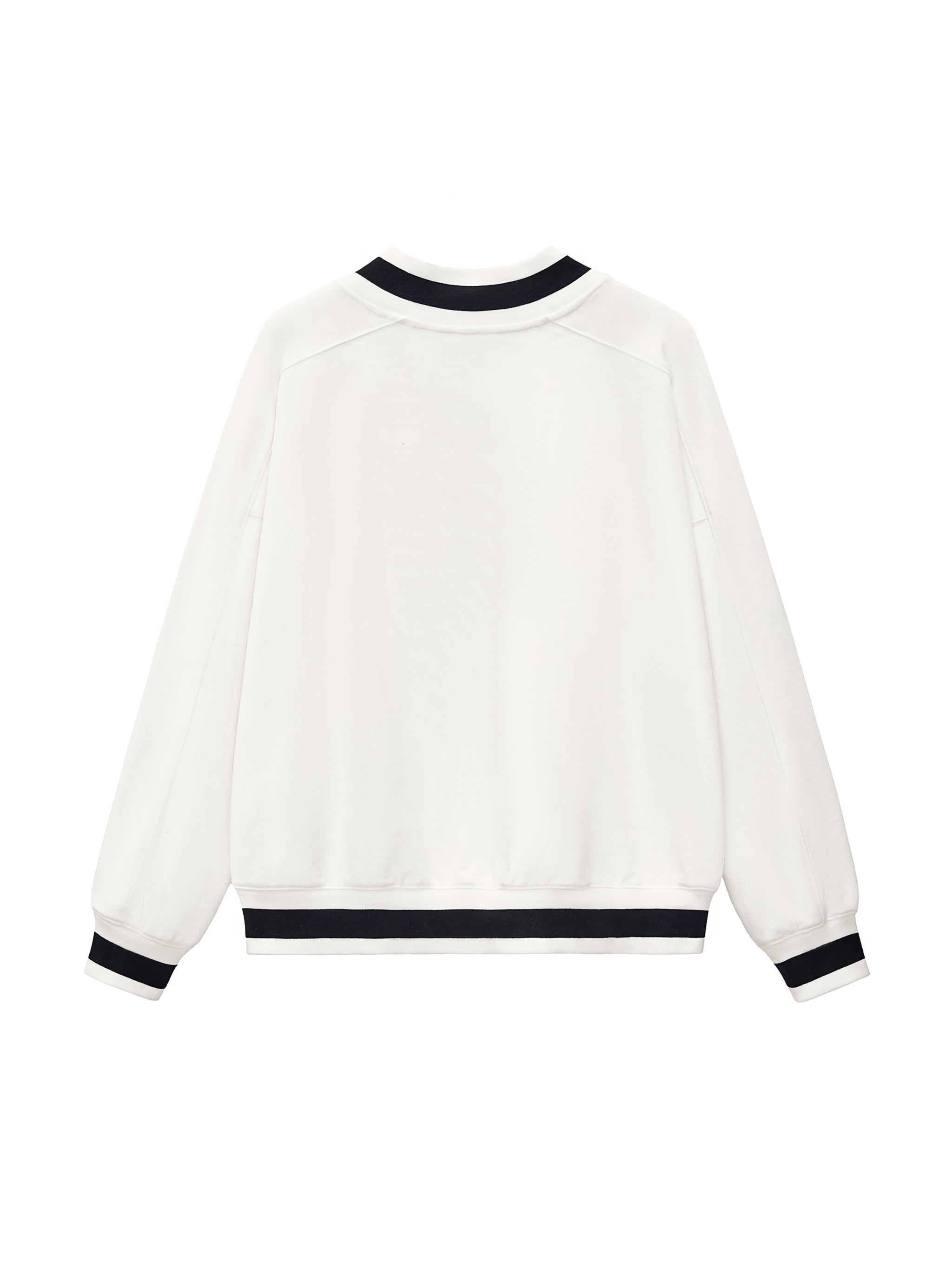 V-Neck Contrast Collar Boxy Sweatshirt