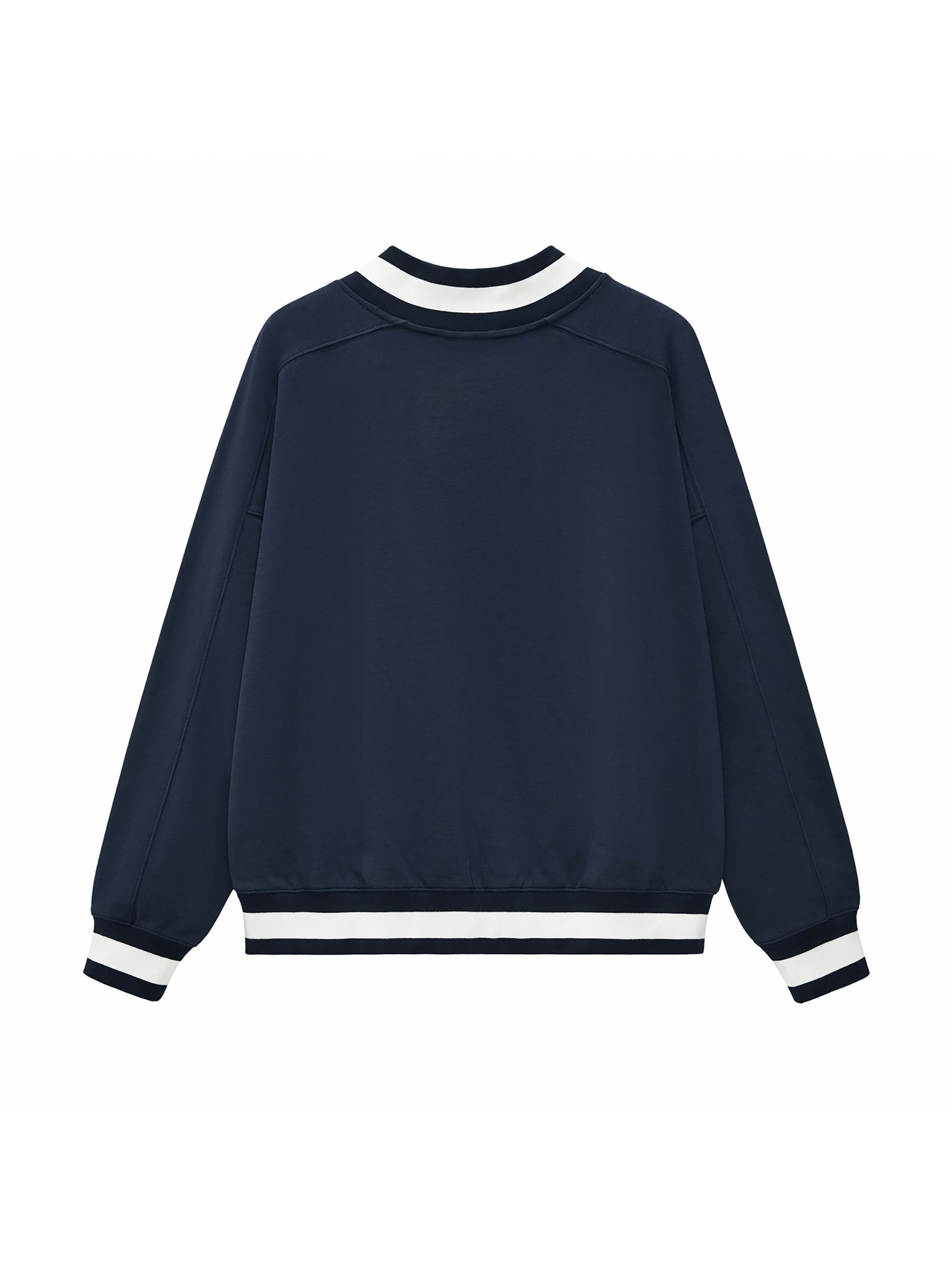 V-Neck Contrast Collar Boxy Sweatshirt