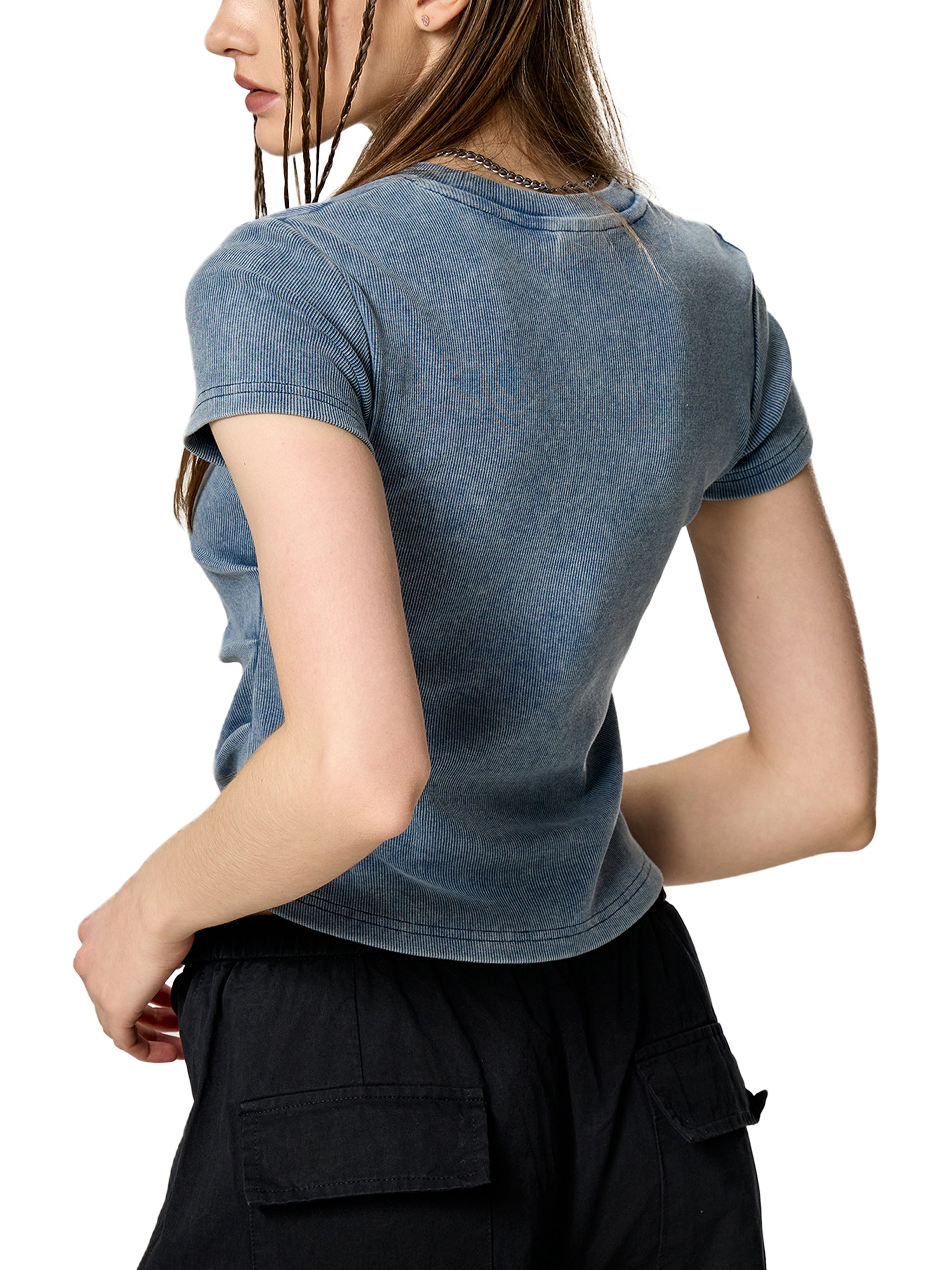 Vintage Washed Bodycon Cotton T-Shirt