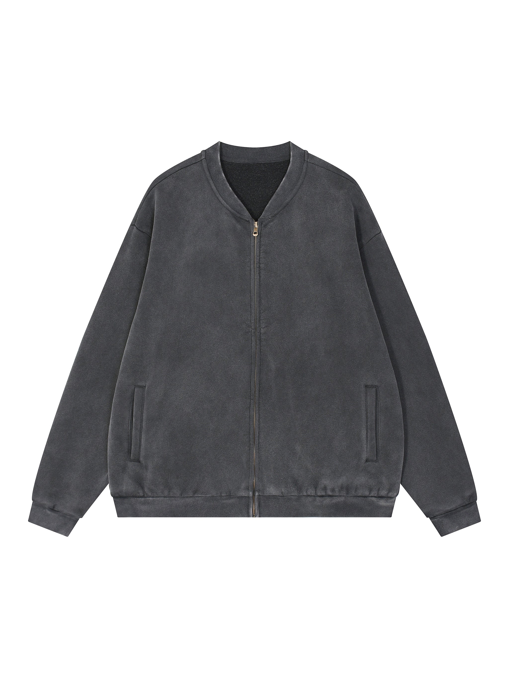 Vintage Washed Fleece Baseball Jacket