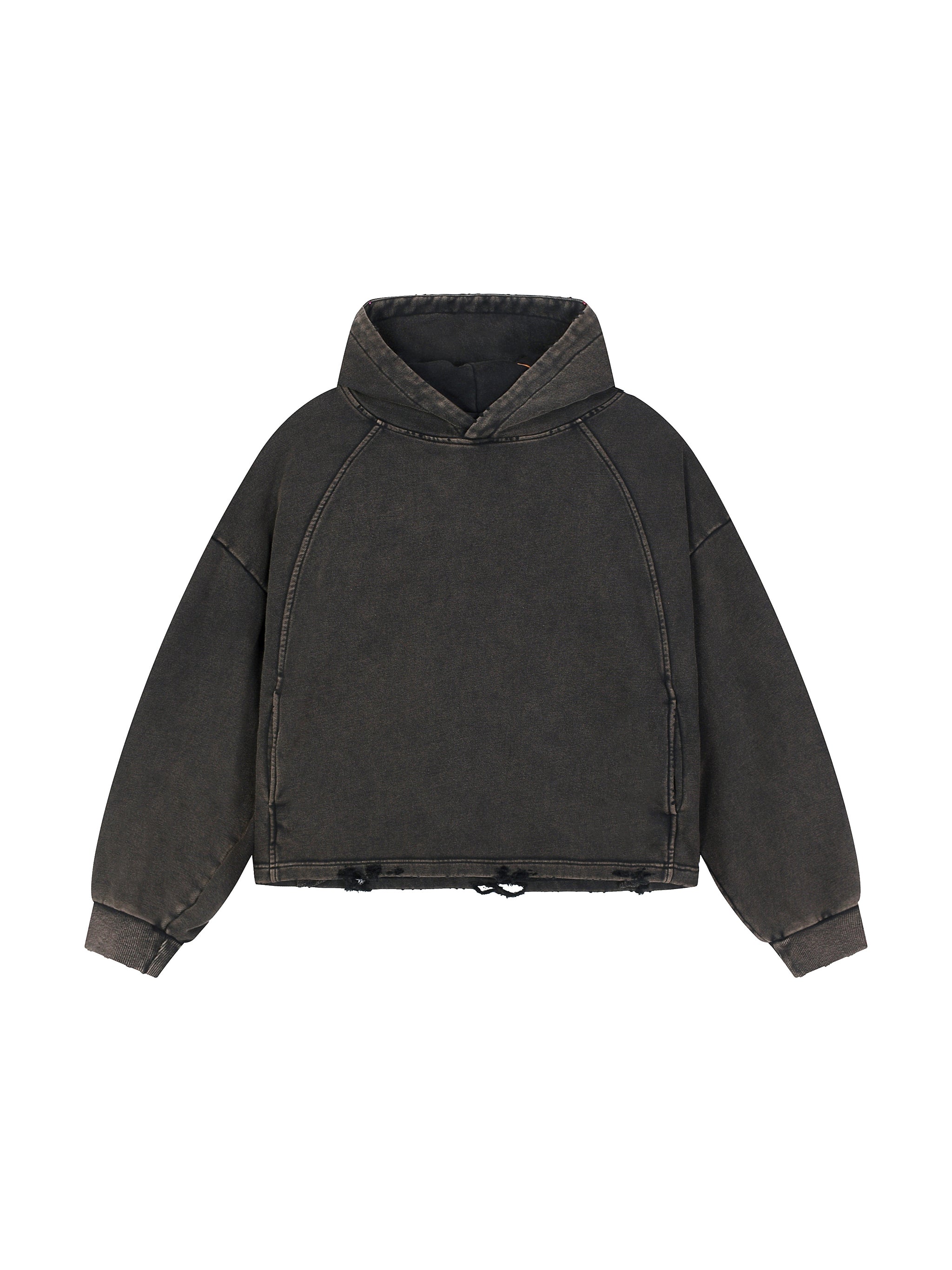 Vintage Washed Frayed-Hem Hoodie
